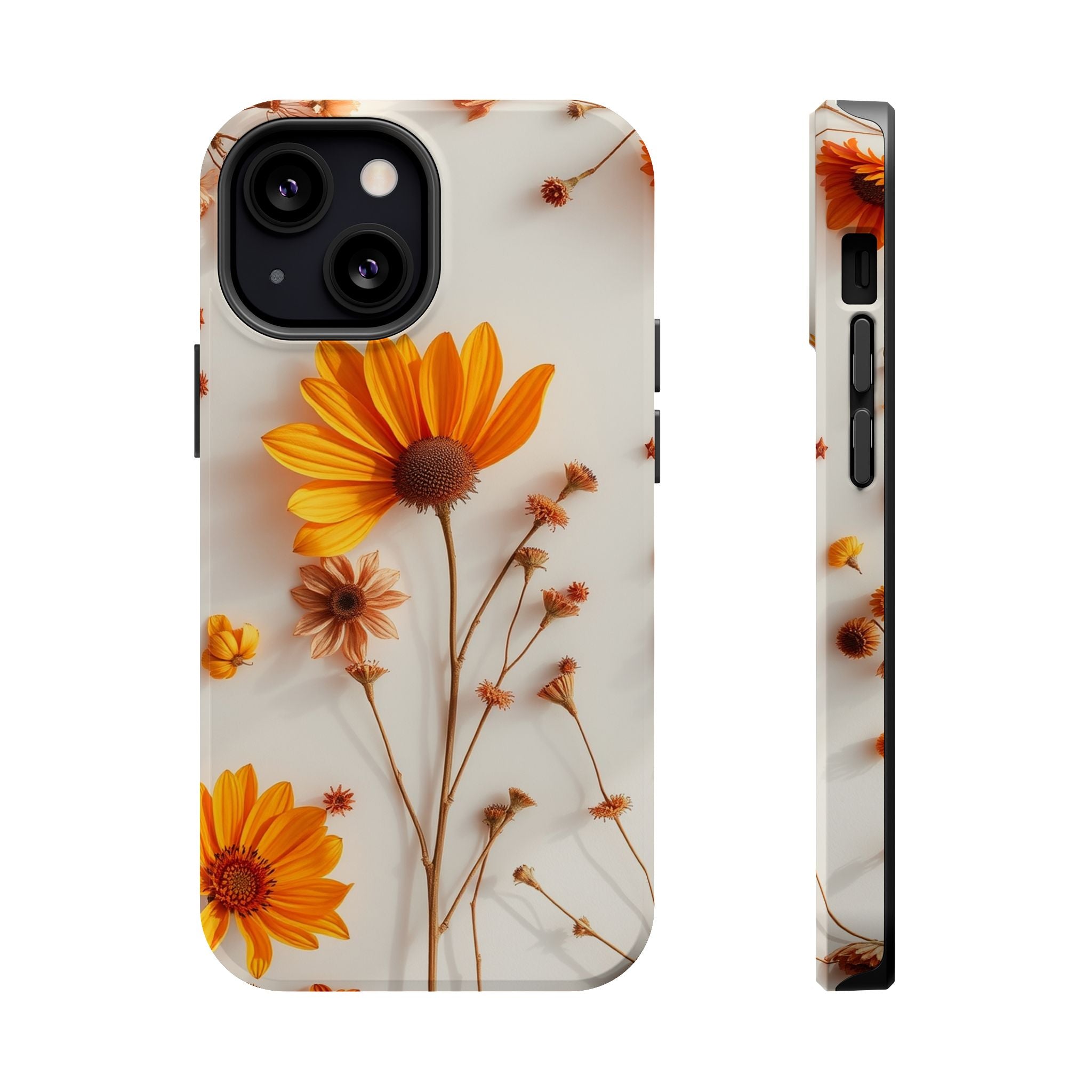 iPhone Mustard And Rust Dried Flower Flat Lay Carry Case Slim Snap Case · iPhone