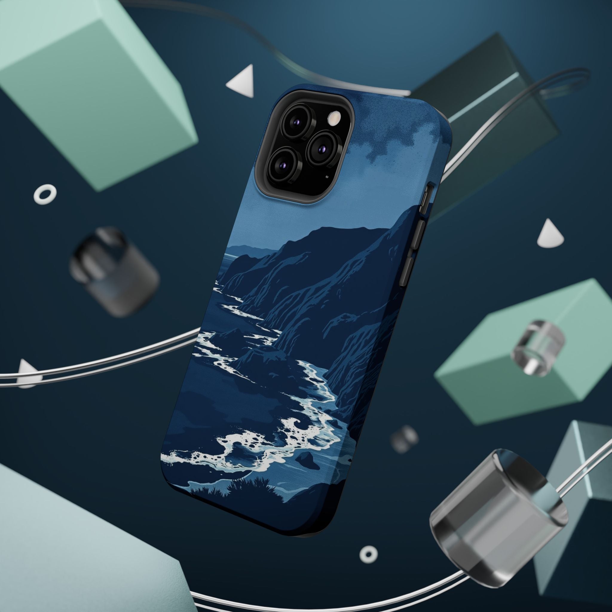 iPhone Midnight Blue And Silver Hibiscus Coast Carry Case Slim Snap Case · iPhon