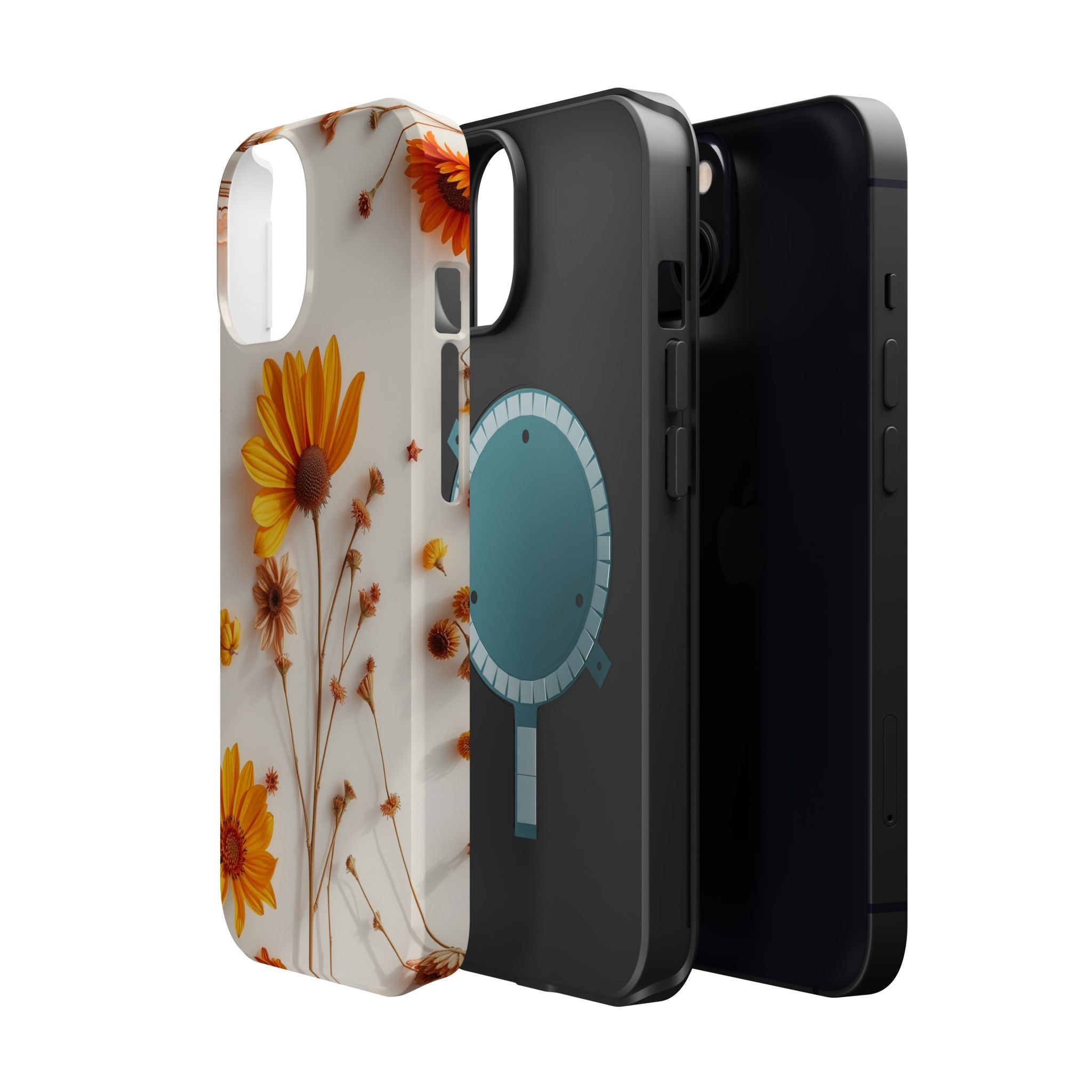 iPhone Mustard And Rust Dried Flower Flat Lay Carry Case Slim Snap Case · iPhone