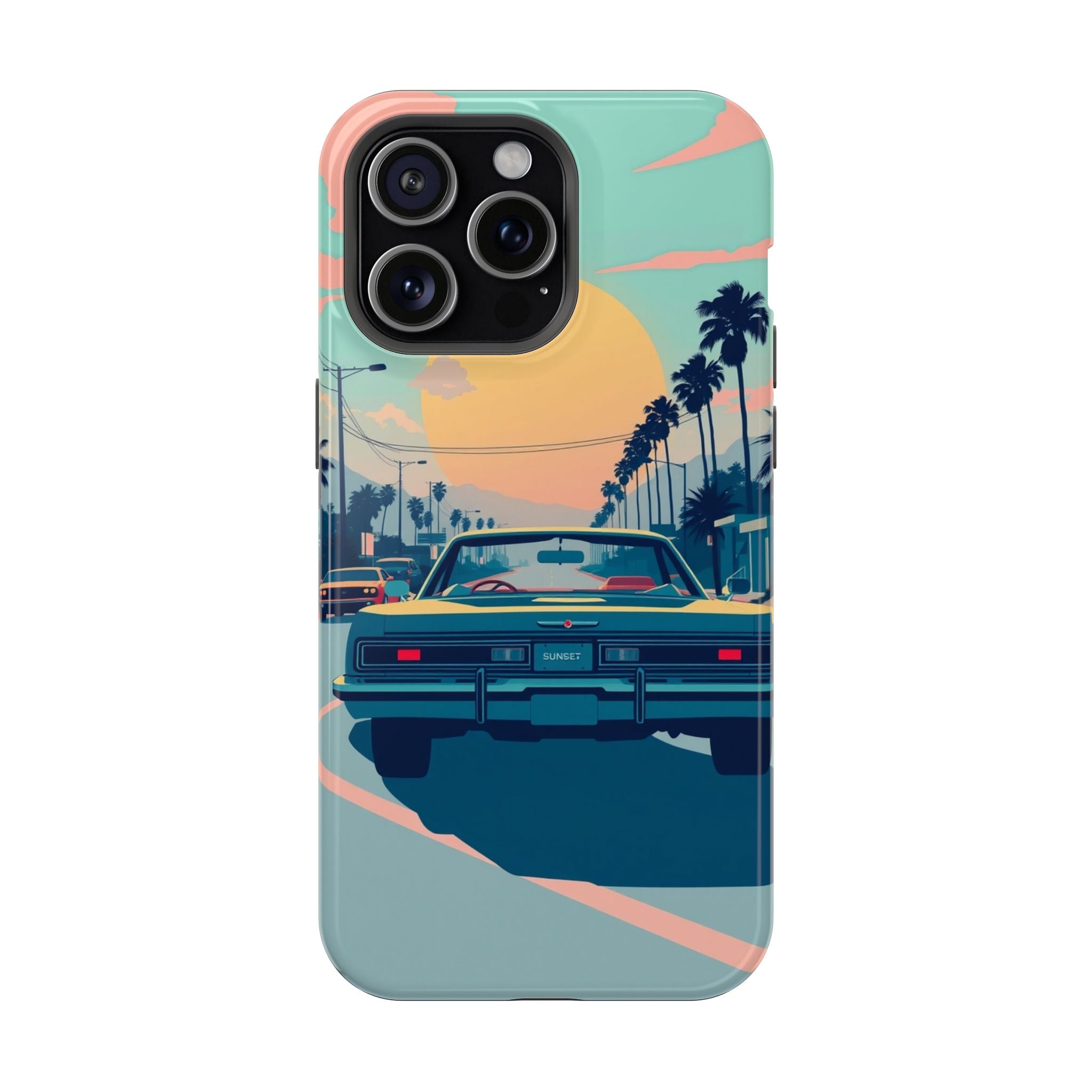 iPhone Sunset Drive 80s Pop Art Bold Slim Everyday Designer Case · iPhone Case