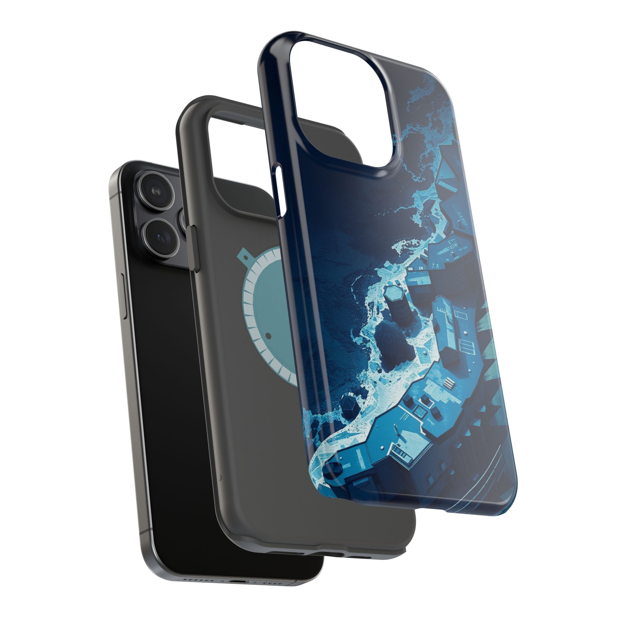 iPhone Midnight Blue And Silver Shoreline Aerial Clean iPhone Minimal · iPhone C