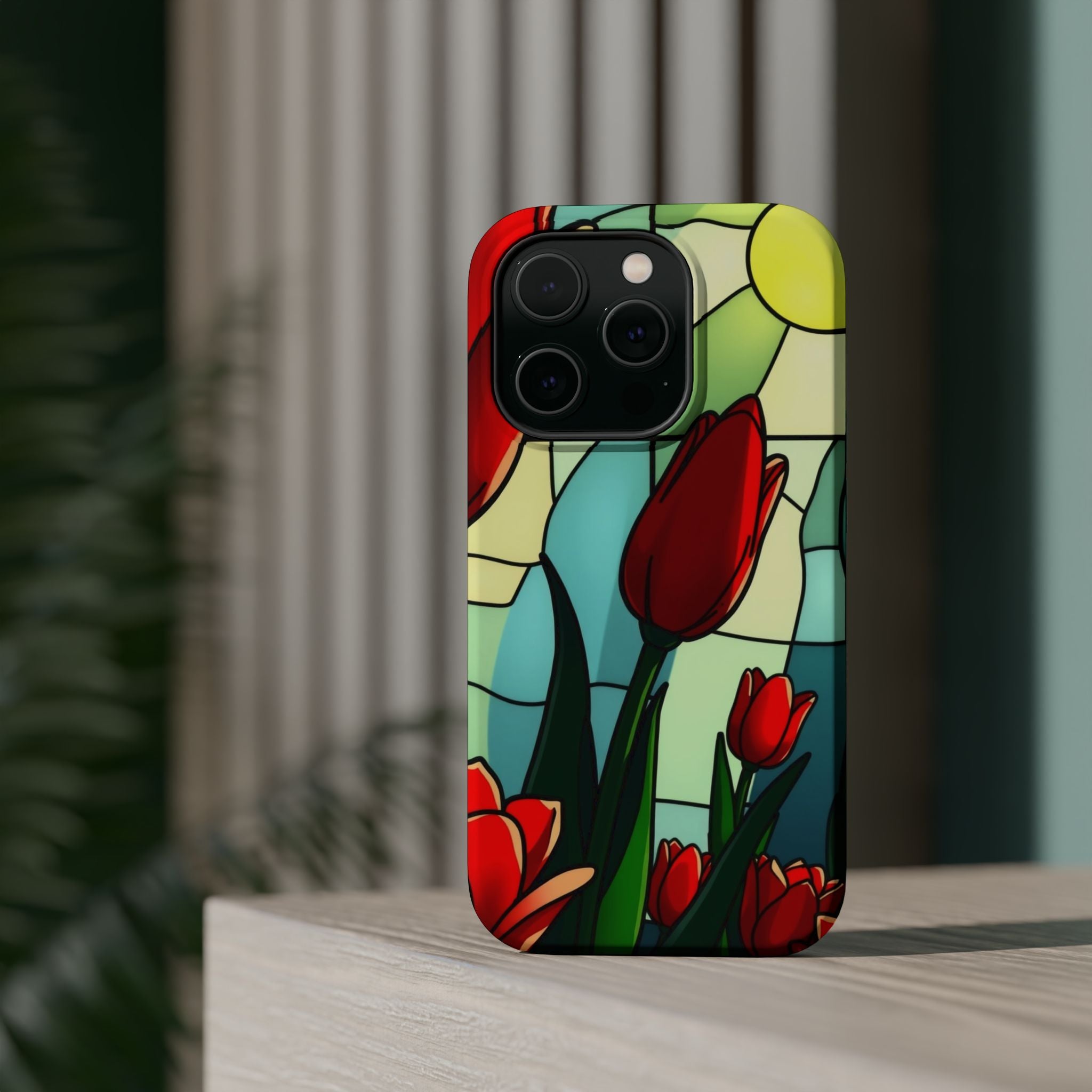 iPhone Tulip Row Stained Glass Slim Everyday Designer Case · iPhone Case