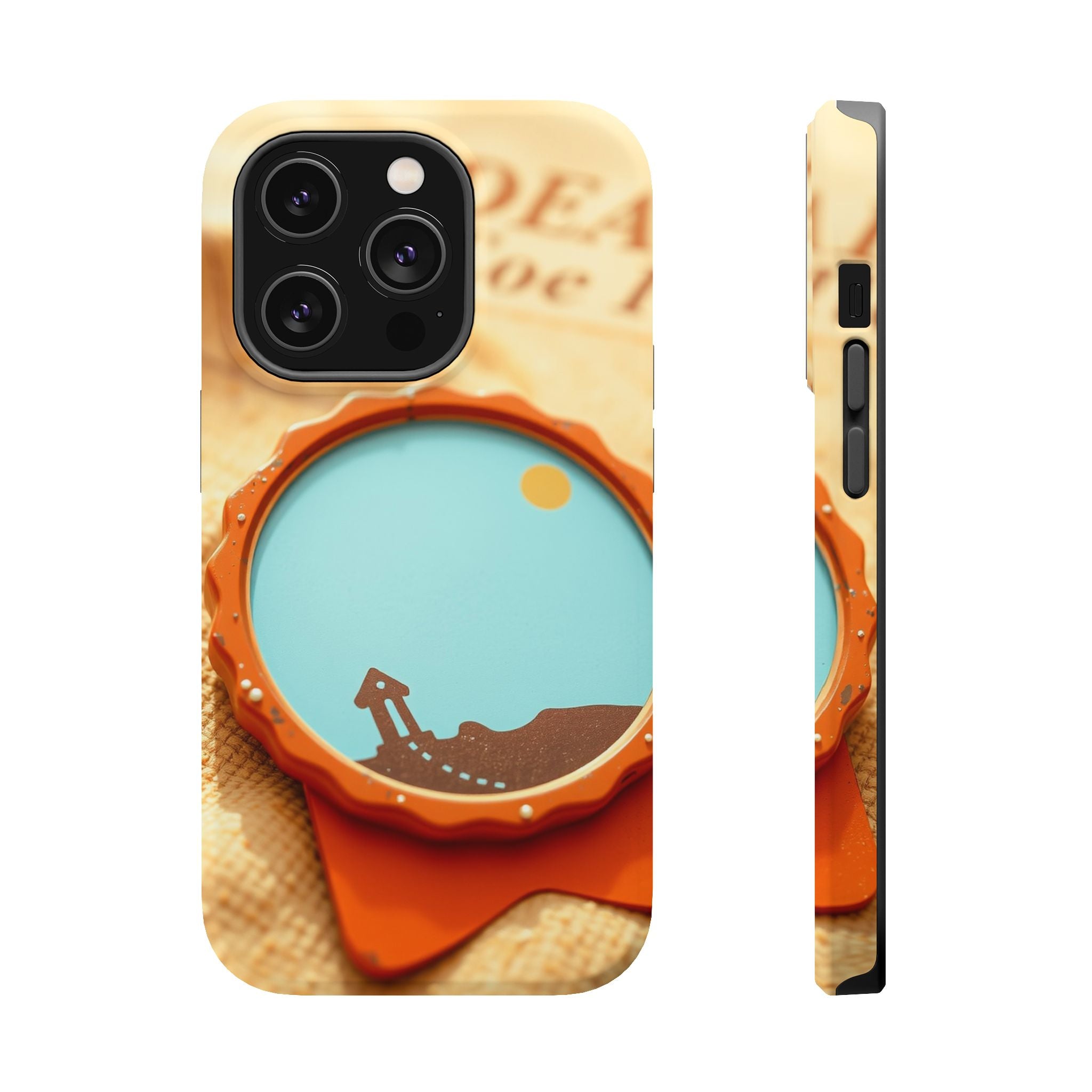 iPhone Burnt Orange And Sand Retro Travel Badge Soft Finish Everyday Case · iPho