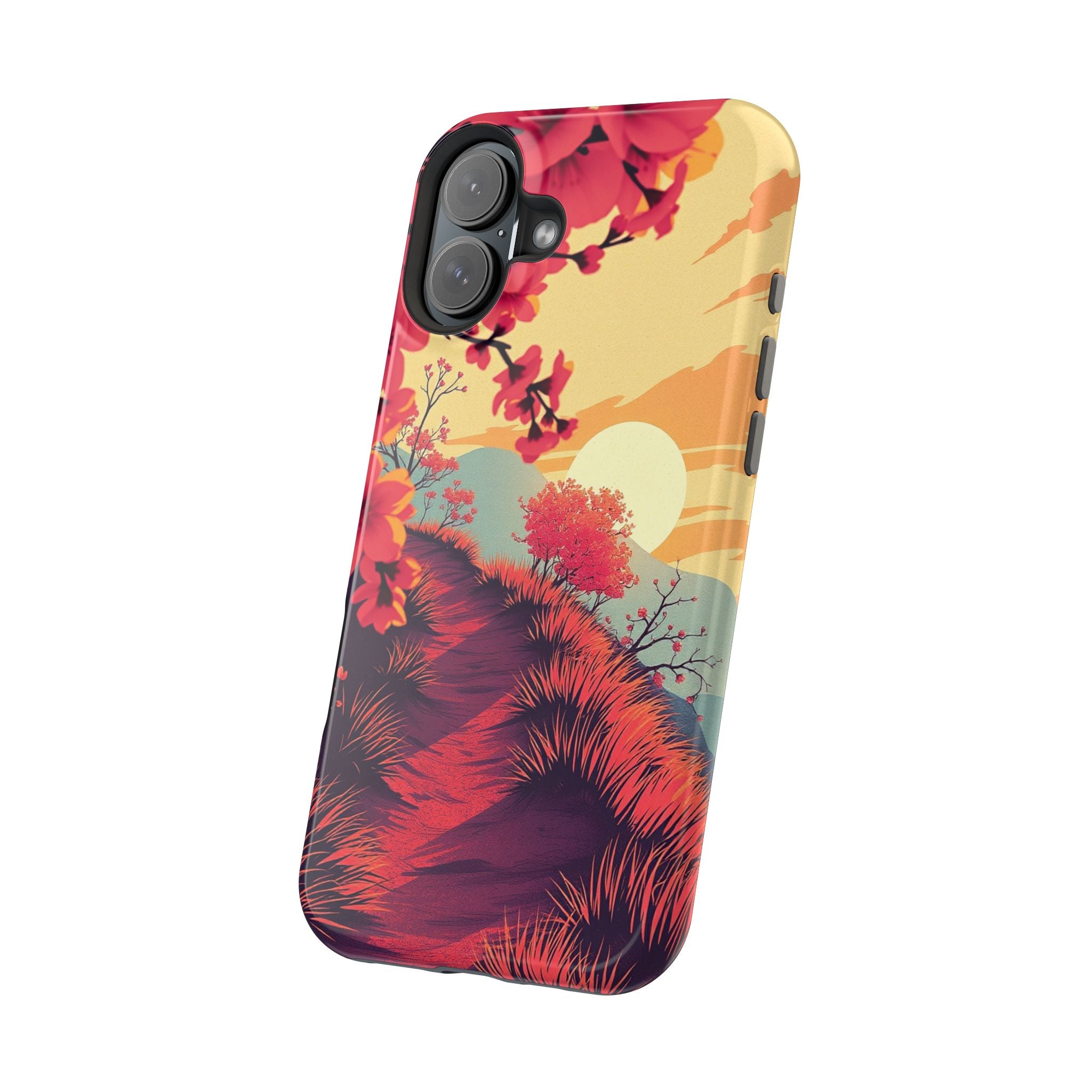 iPhone Sunset Amber And Peach Blossom Trail Soft iPhone 15 Finish · iPhone Case