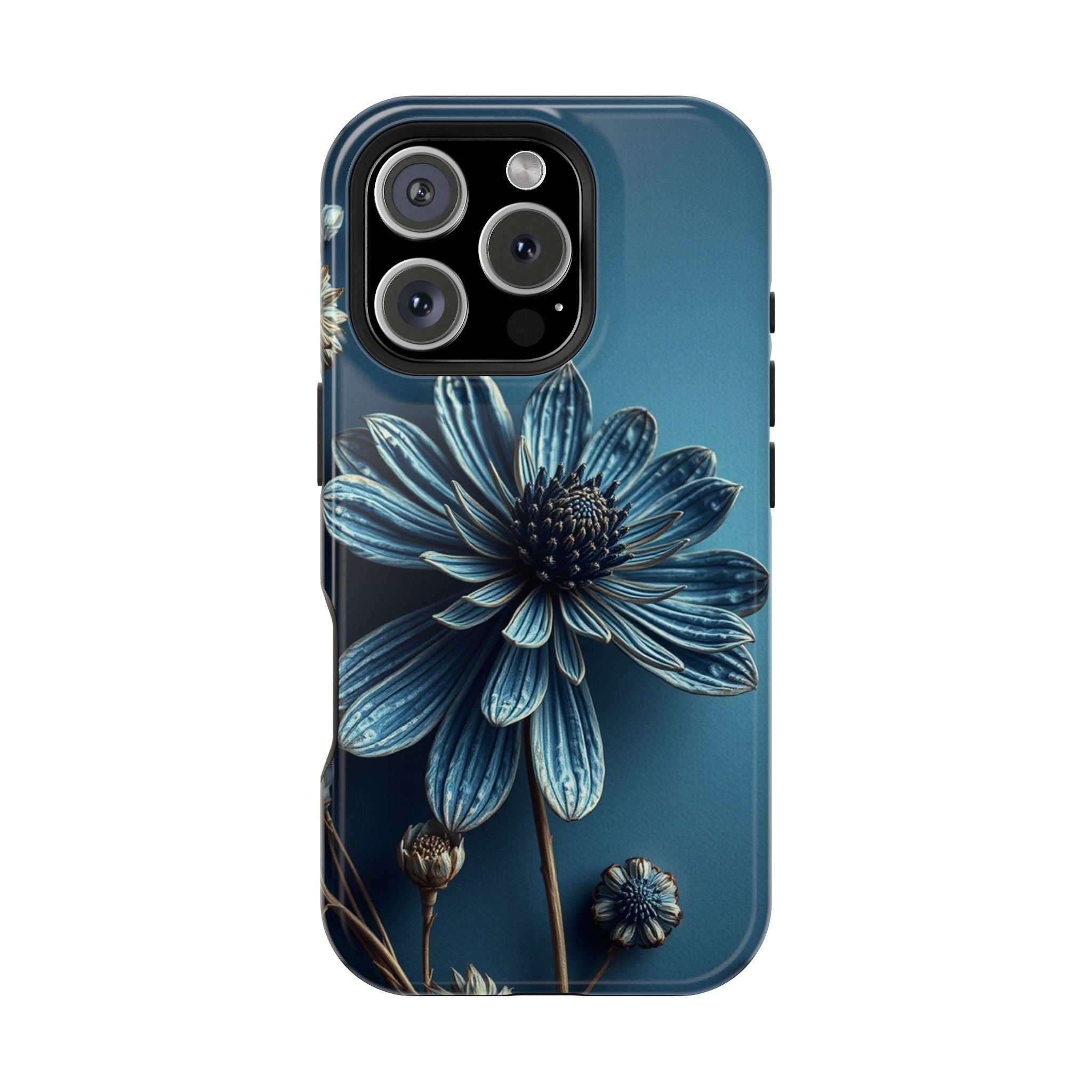 iPhone Midnight Blue And Silver Dried Flower Flat Lay iPhone 15 · iPhone Case