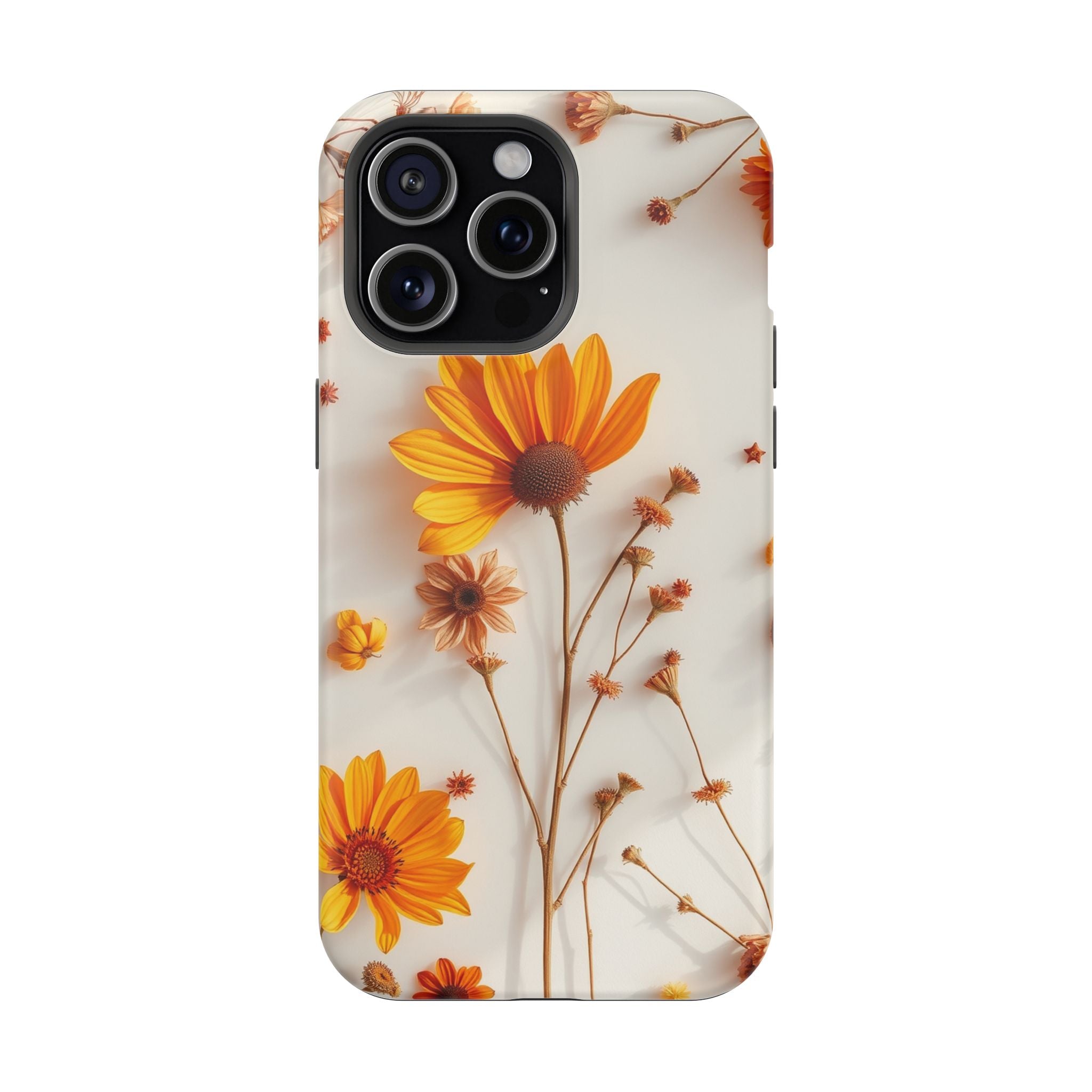 iPhone Mustard And Rust Dried Flower Flat Lay Carry Case Slim Snap Case · iPhone