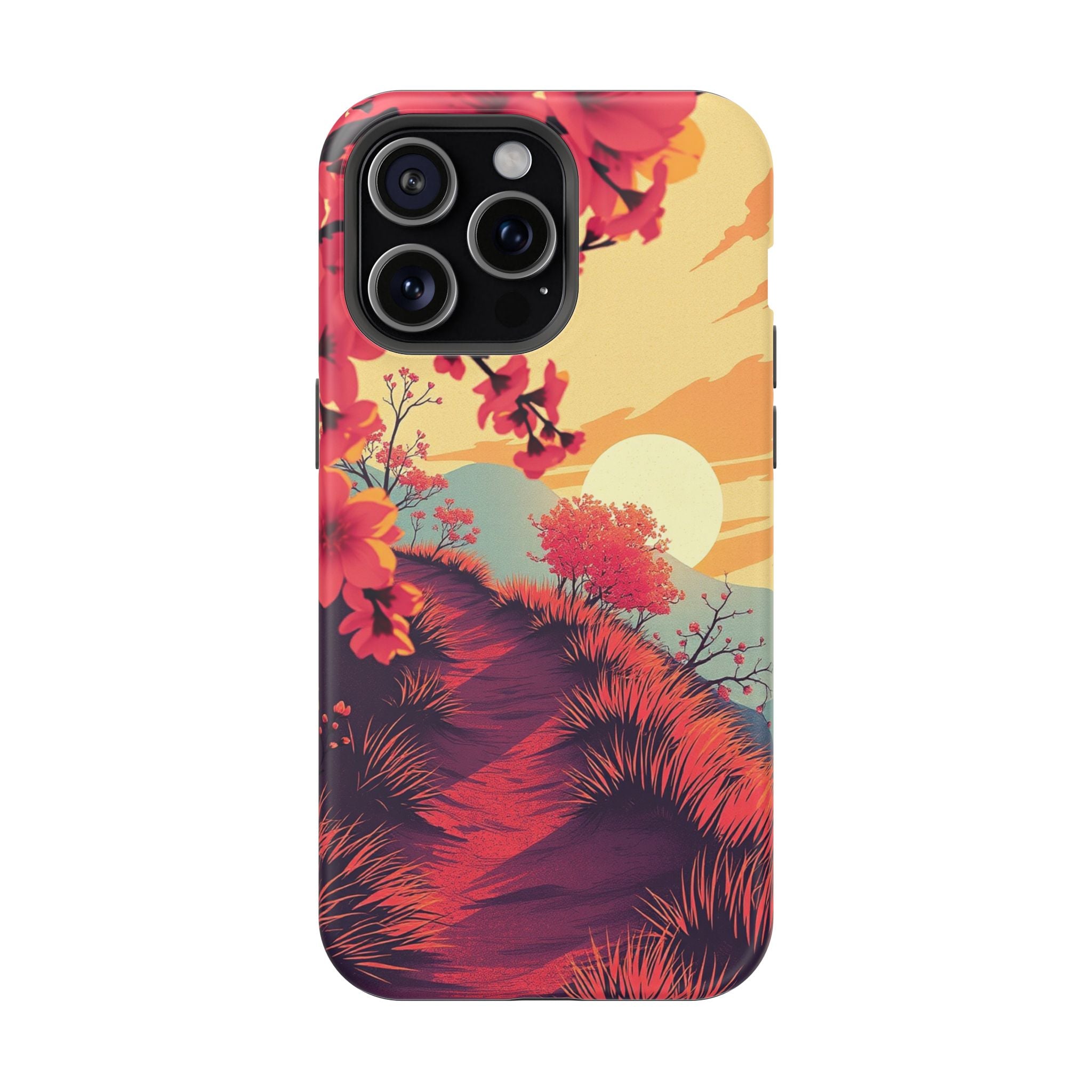 iPhone Sunset Amber And Peach Blossom Trail Soft iPhone 15 Finish · iPhone Case