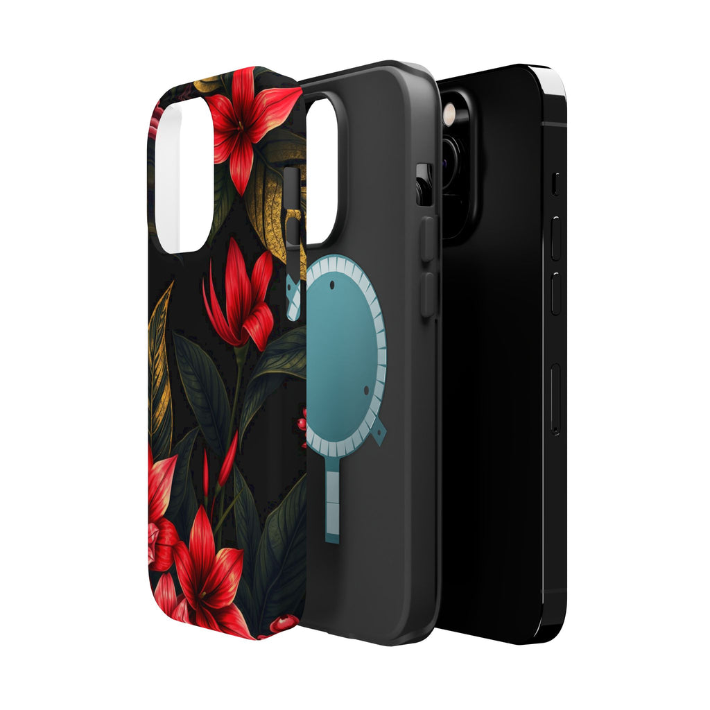 iPhone Black And Crimson Jungle Floral Slim Everyday Designer Case · iPhone Case