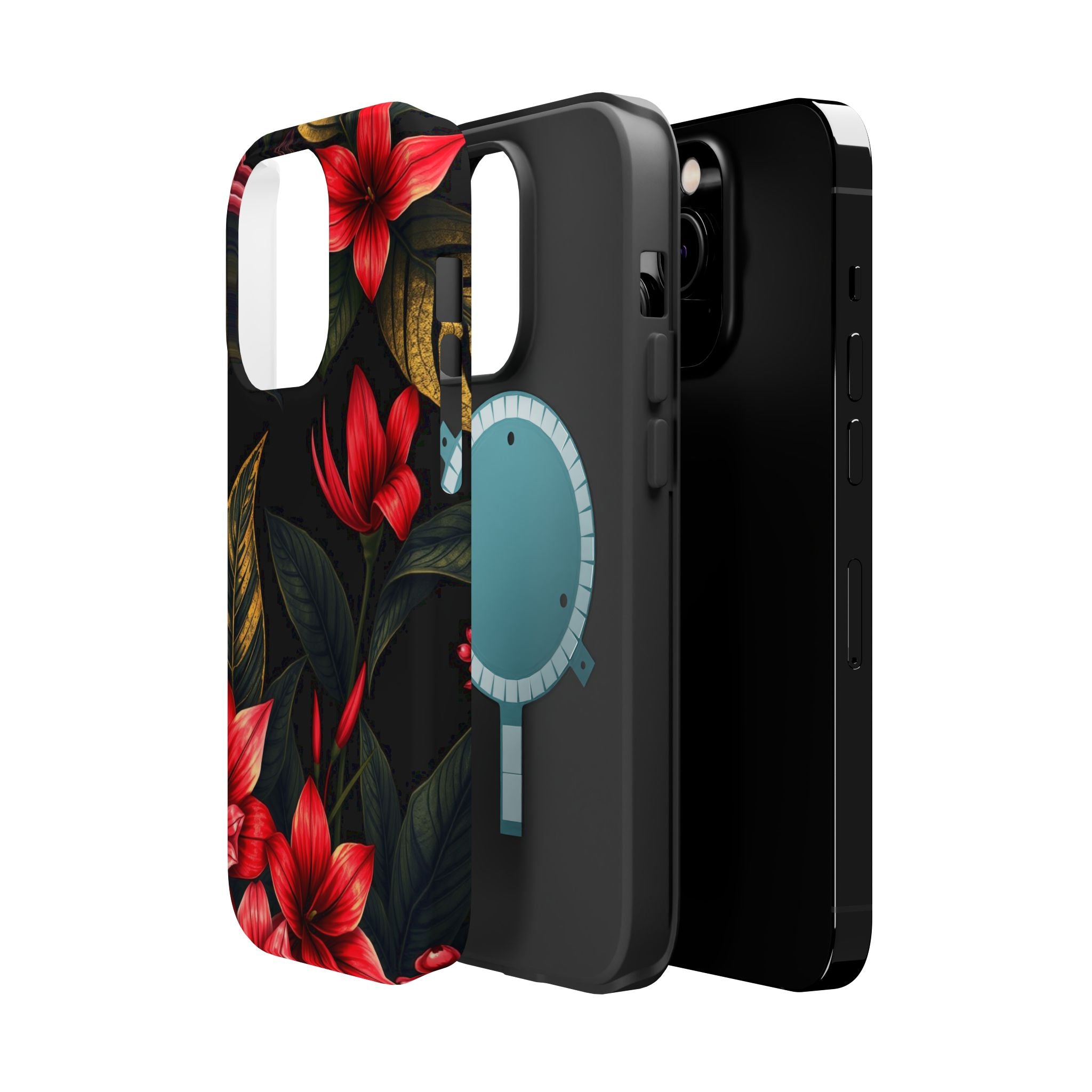 iPhone Black And Crimson Jungle Floral Slim Everyday Designer Case · iPhone Case