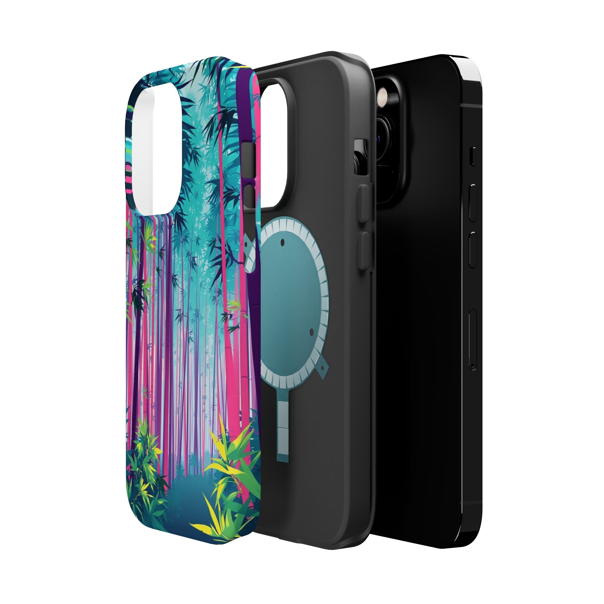 iPhone Cyan And Magenta Bamboo Grove Slim Everyday Designer Case · iPhone Case