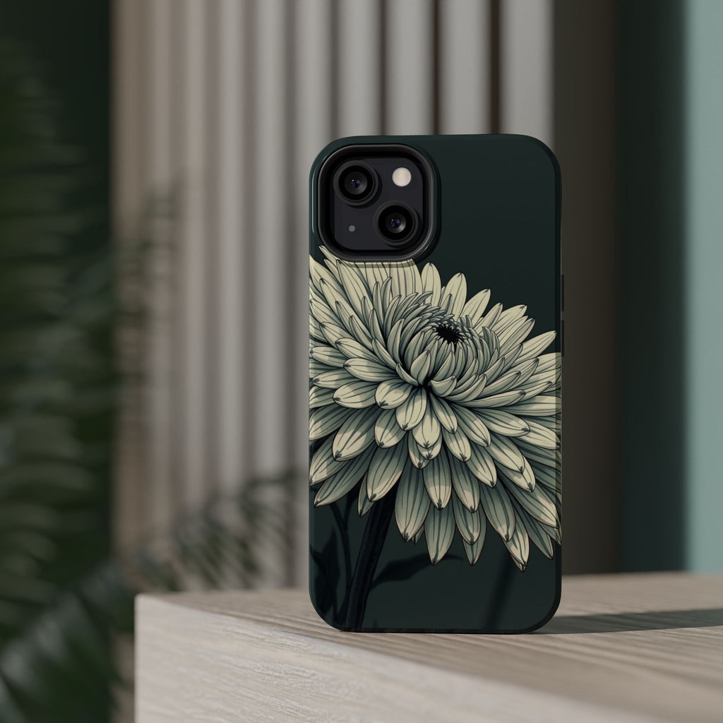 iPhone Chrysanthemum Classic Dark Gothic Ink Carry Case Slim Snap Case · iPhone