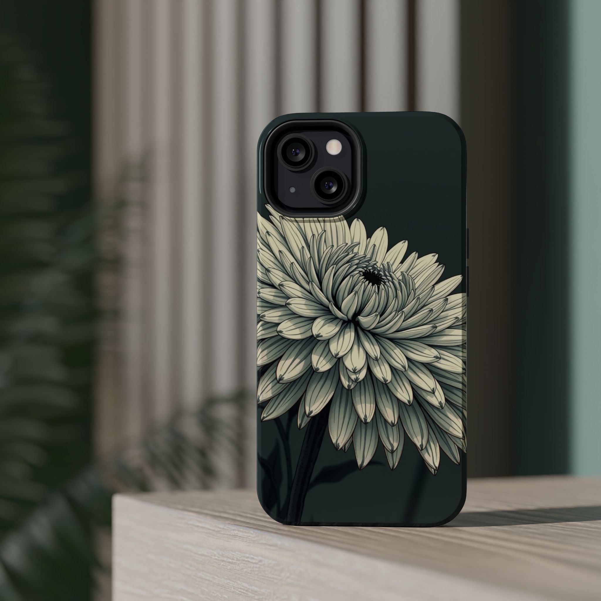 iPhone Chrysanthemum Classic Dark Gothic Ink Carry Case Slim Snap Case · iPhone