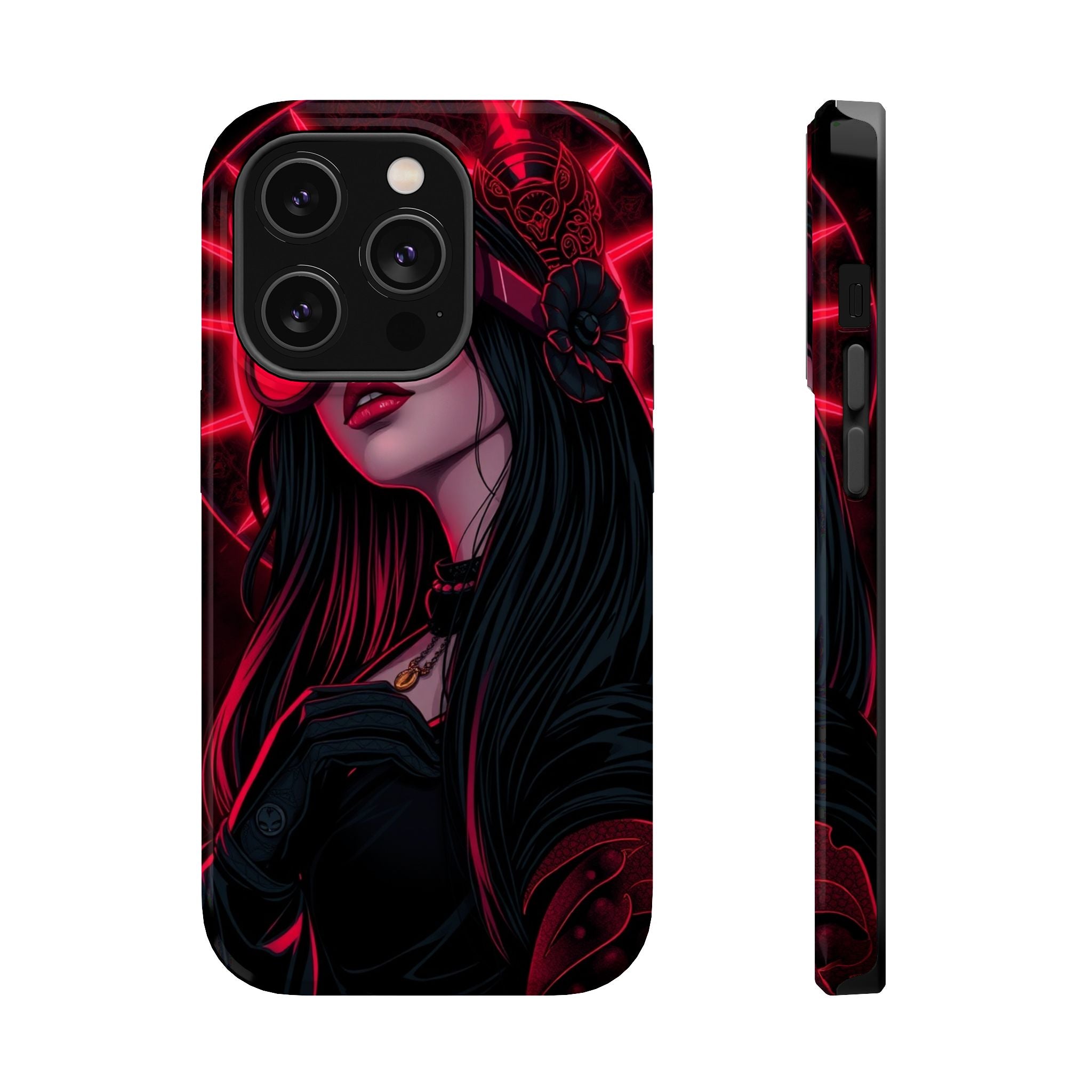 iPhone Black And Crimson Art Nouveau Female Slim Everyday Designer Case · iPhone