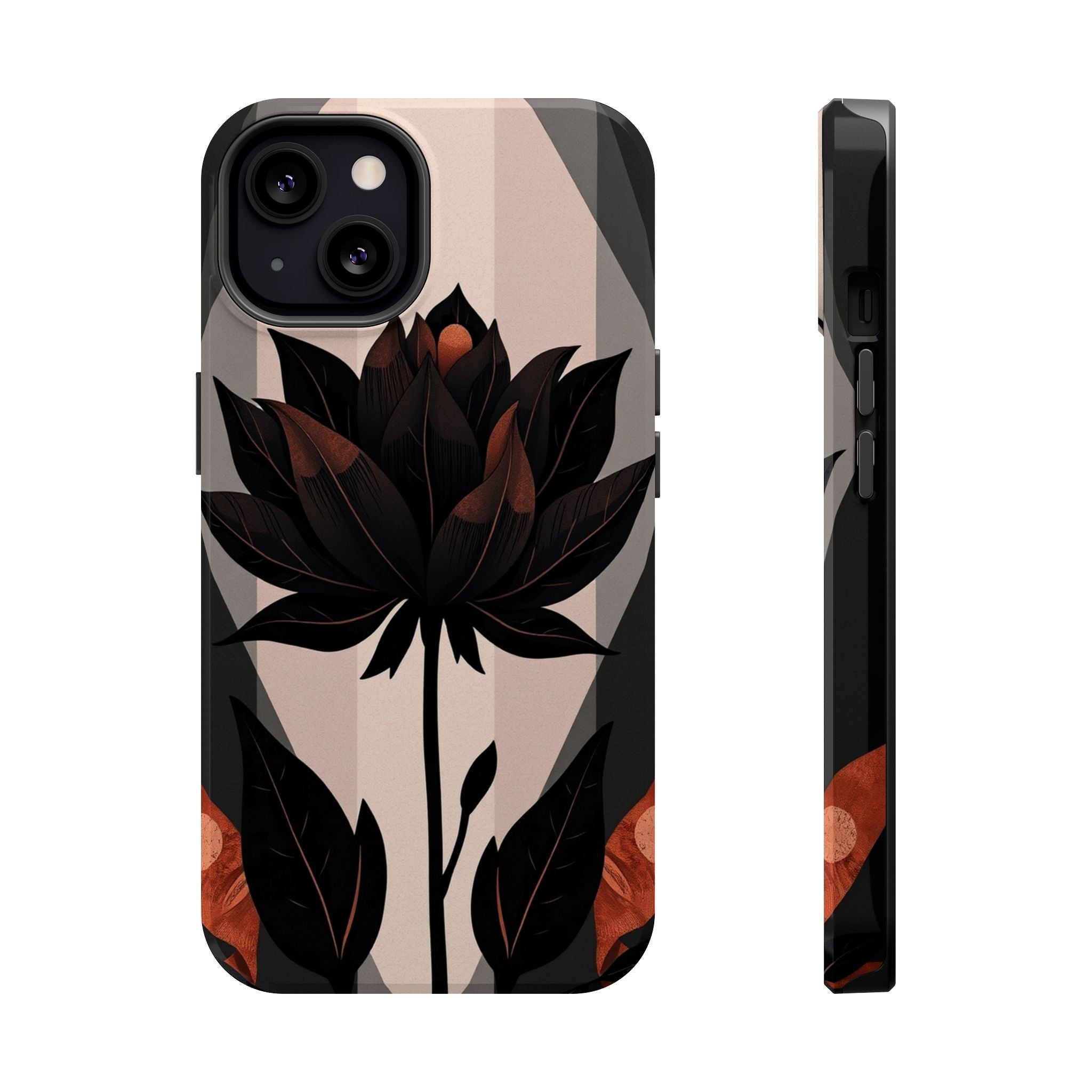 iPhone Charcoal And Copper Floral Silhouette Slim iPhone Everyday · iPhone Case