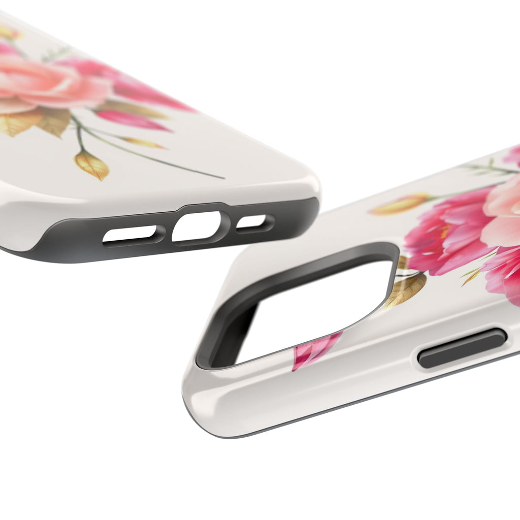 iPhone Rose Pink And Cream Neon Floral Slim Everyday Designer Case · iPhone Case
