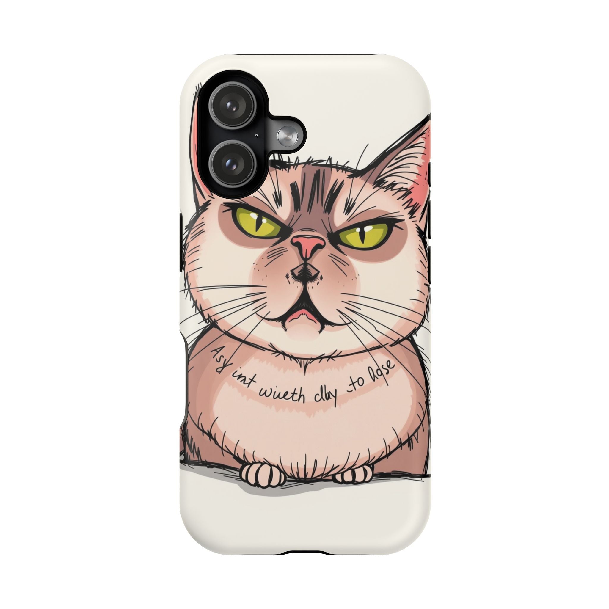 iPhone Sarcastic Cat Verdict Hand-Drawn Sketch Soft Finish Everyday Case · iPhon