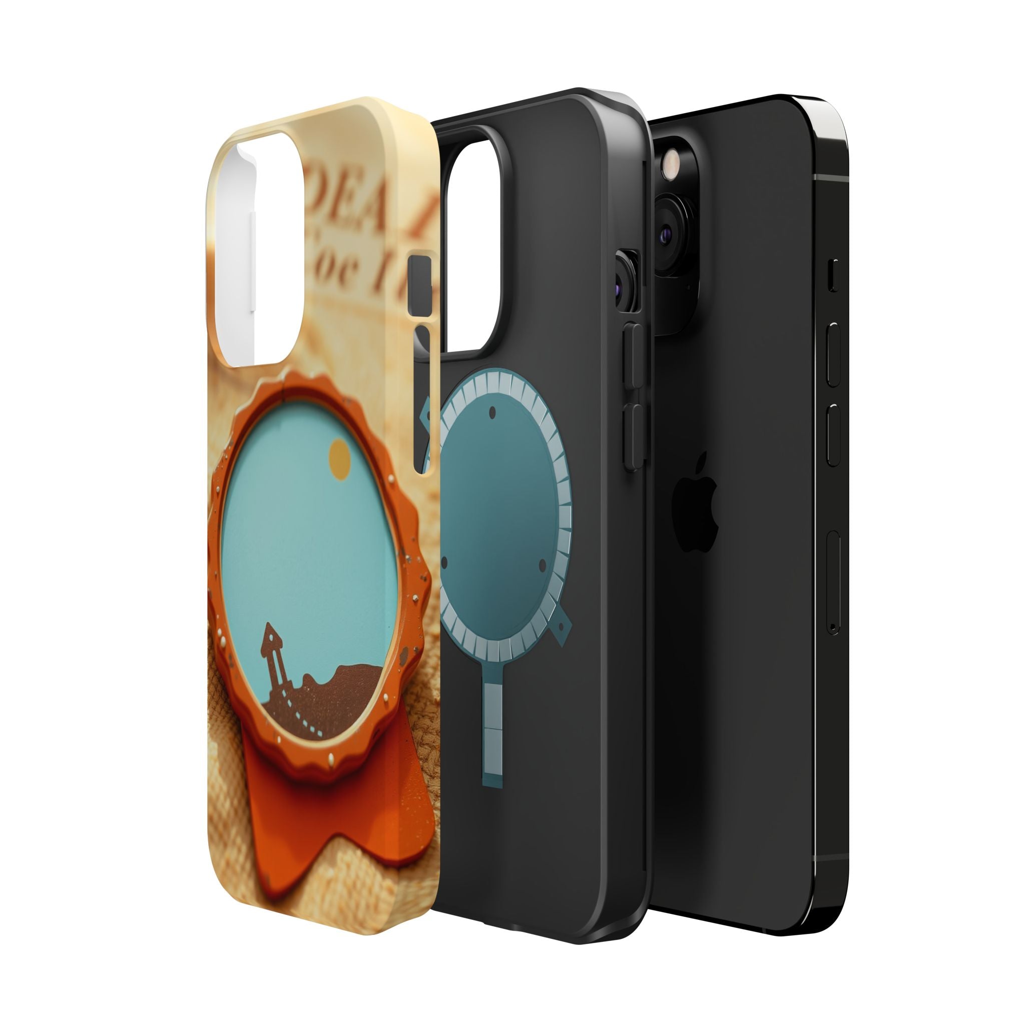 iPhone Burnt Orange And Sand Retro Travel Badge Soft Finish Everyday Case · iPho