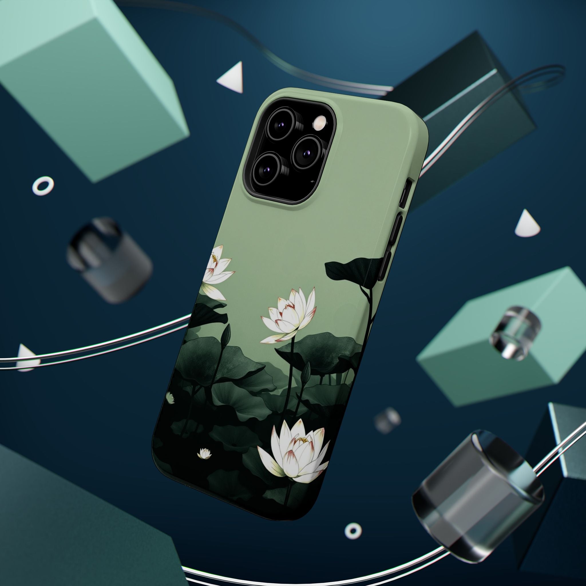 iPhone Sage And Ivory Lotus Pond Bold Modern Everyday Snap Case · iPhone Case