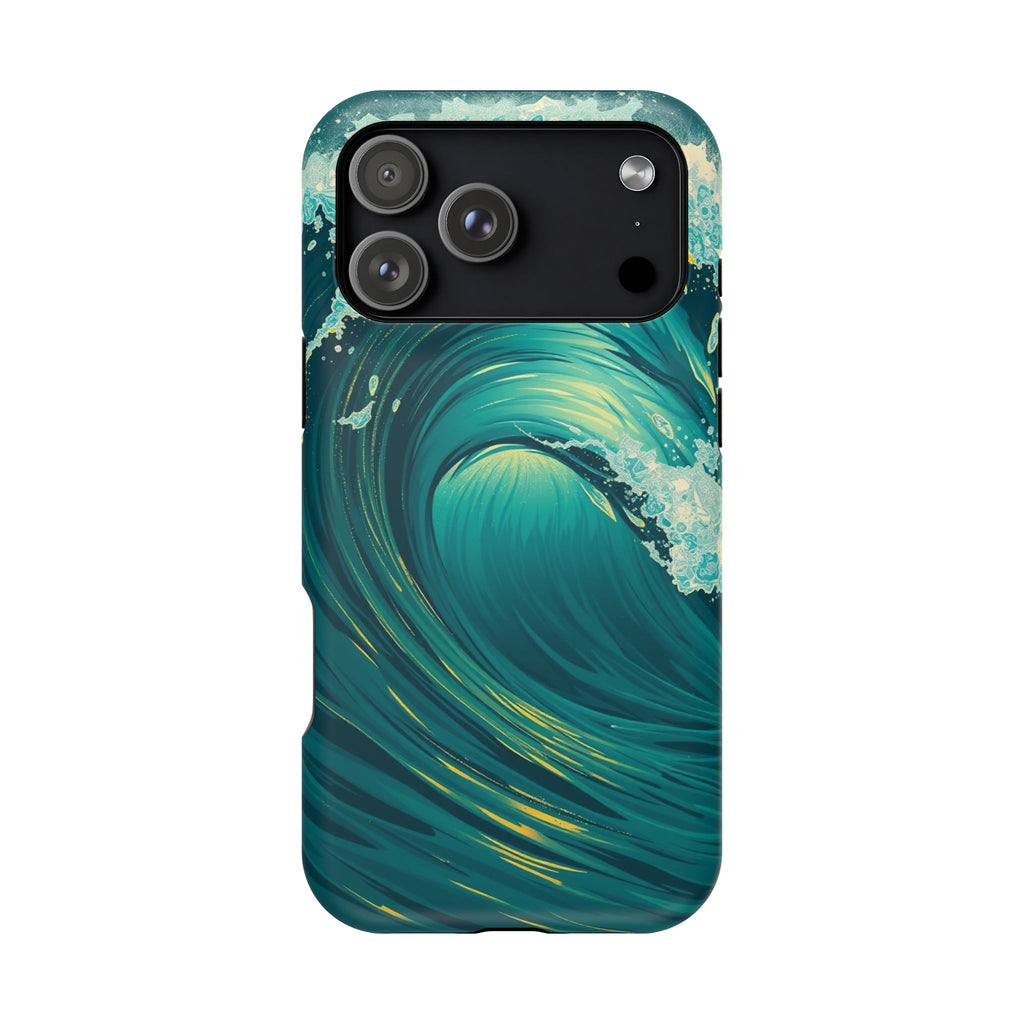 iPhone Emerald Green And Gold Ocean Wave Crash Soft iPhone Finish · iPhone Case