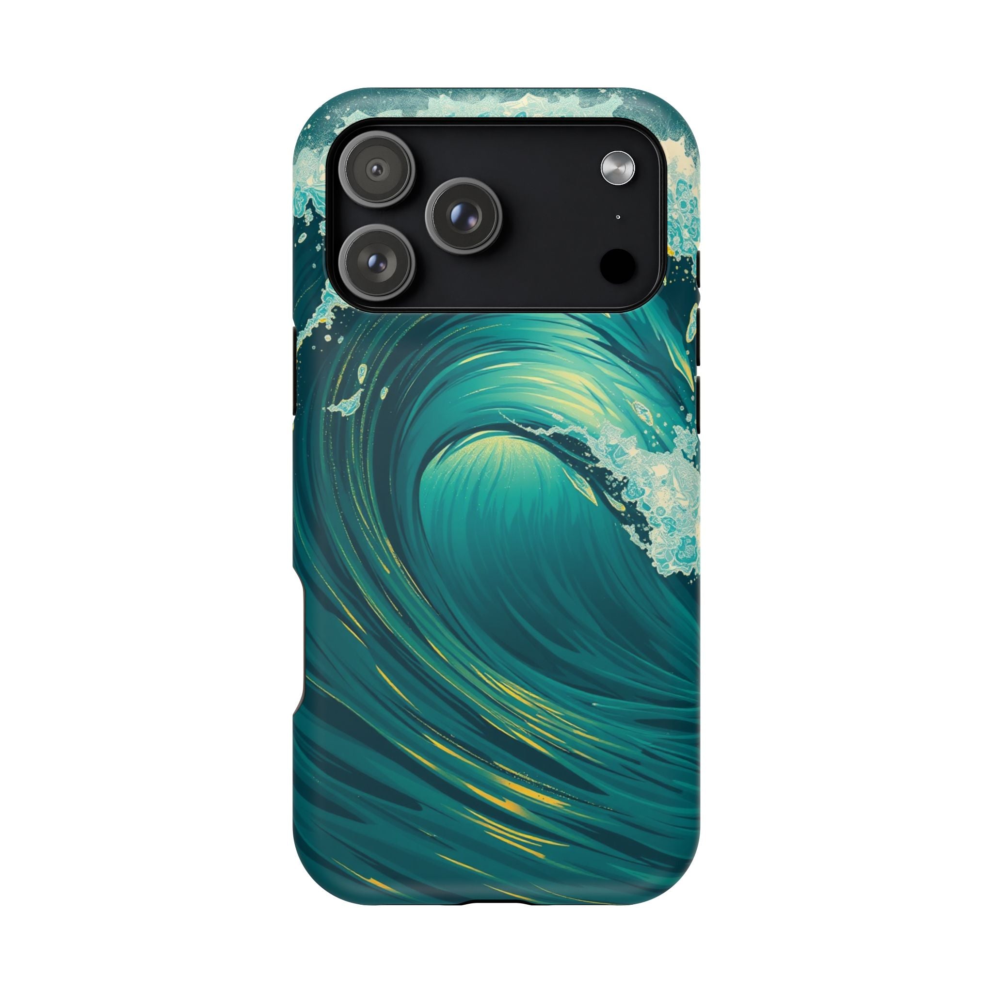 iPhone Emerald Green And Gold Ocean Wave Crash Soft iPhone Finish · iPhone Case