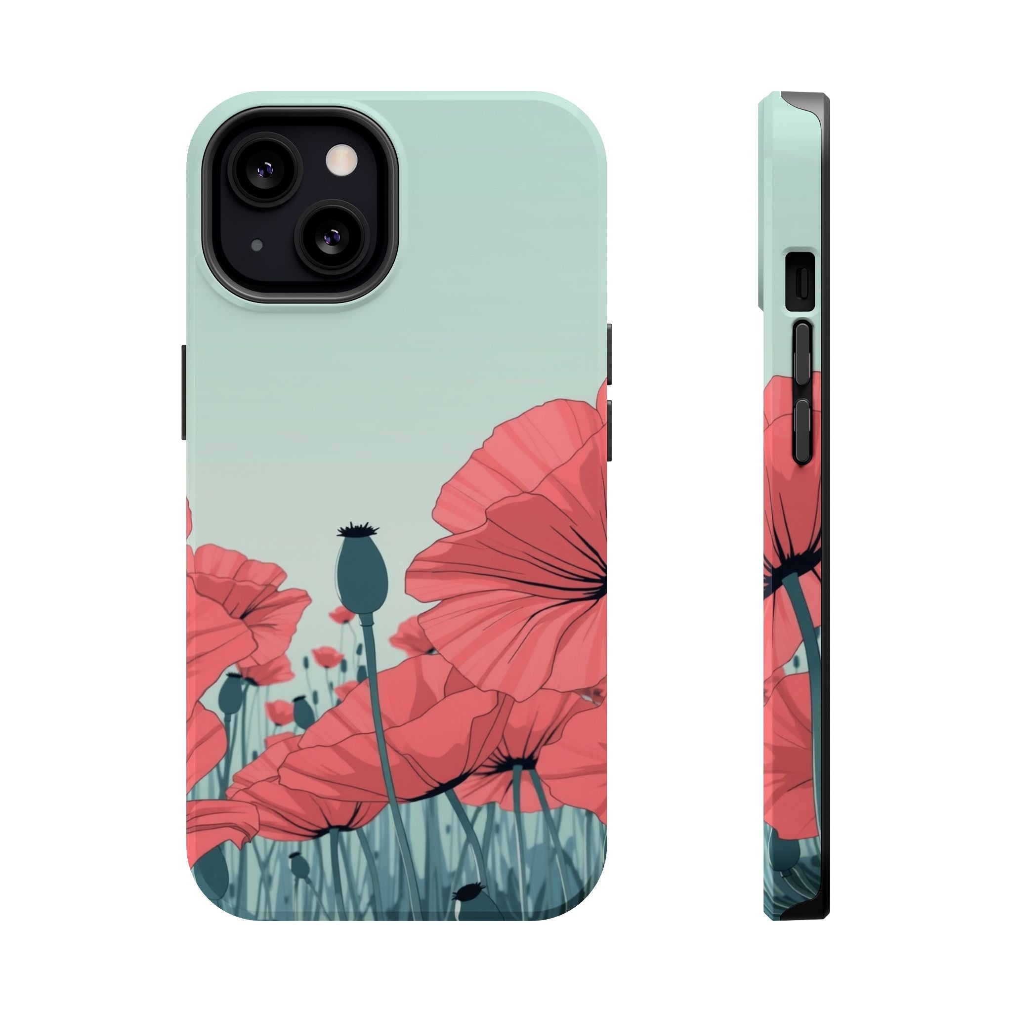 iPhone Mint And Blush Poppy Field Bold Modern Everyday Snap Case · iPhone Case