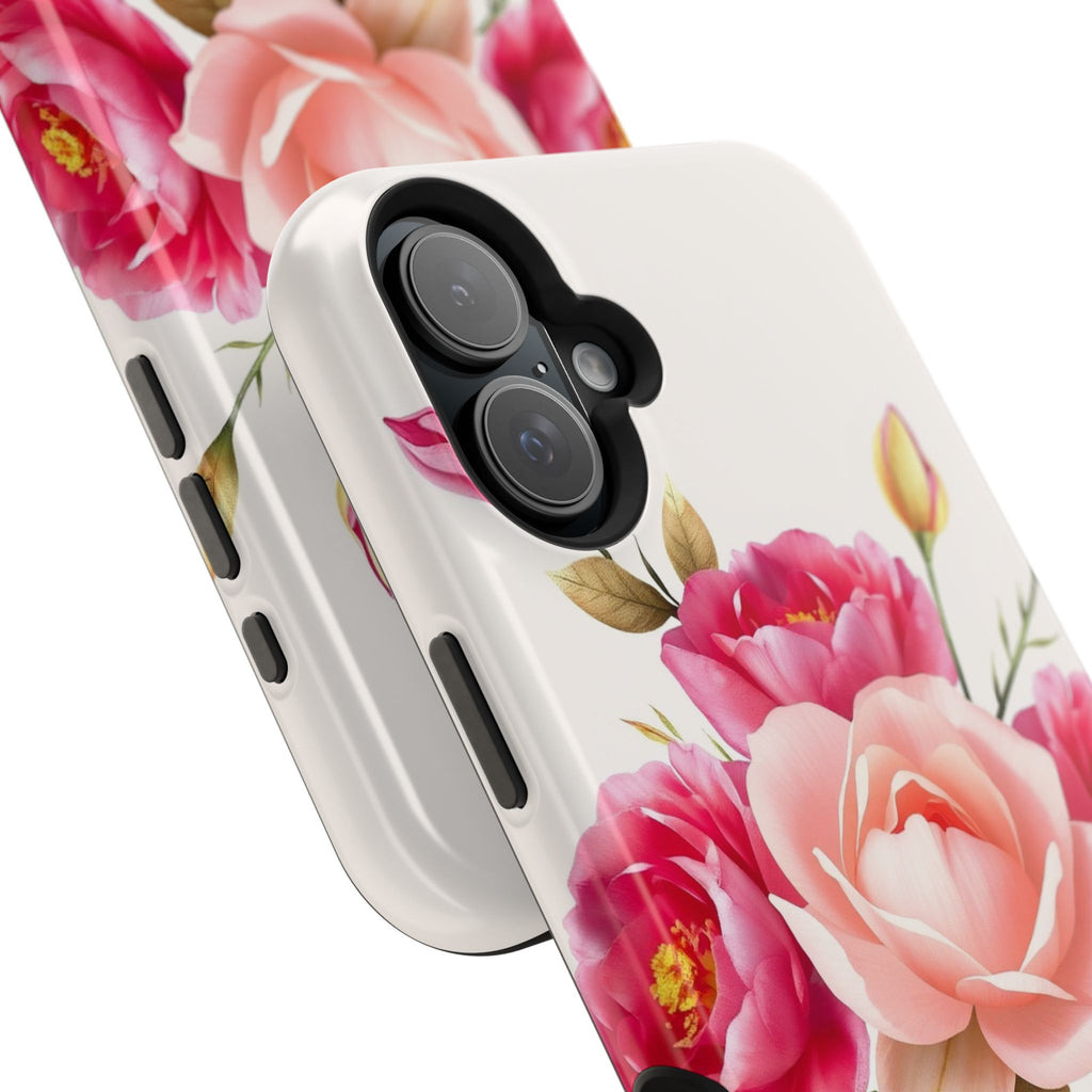 iPhone Rose Pink And Cream Neon Floral Slim Everyday Designer Case · iPhone Case
