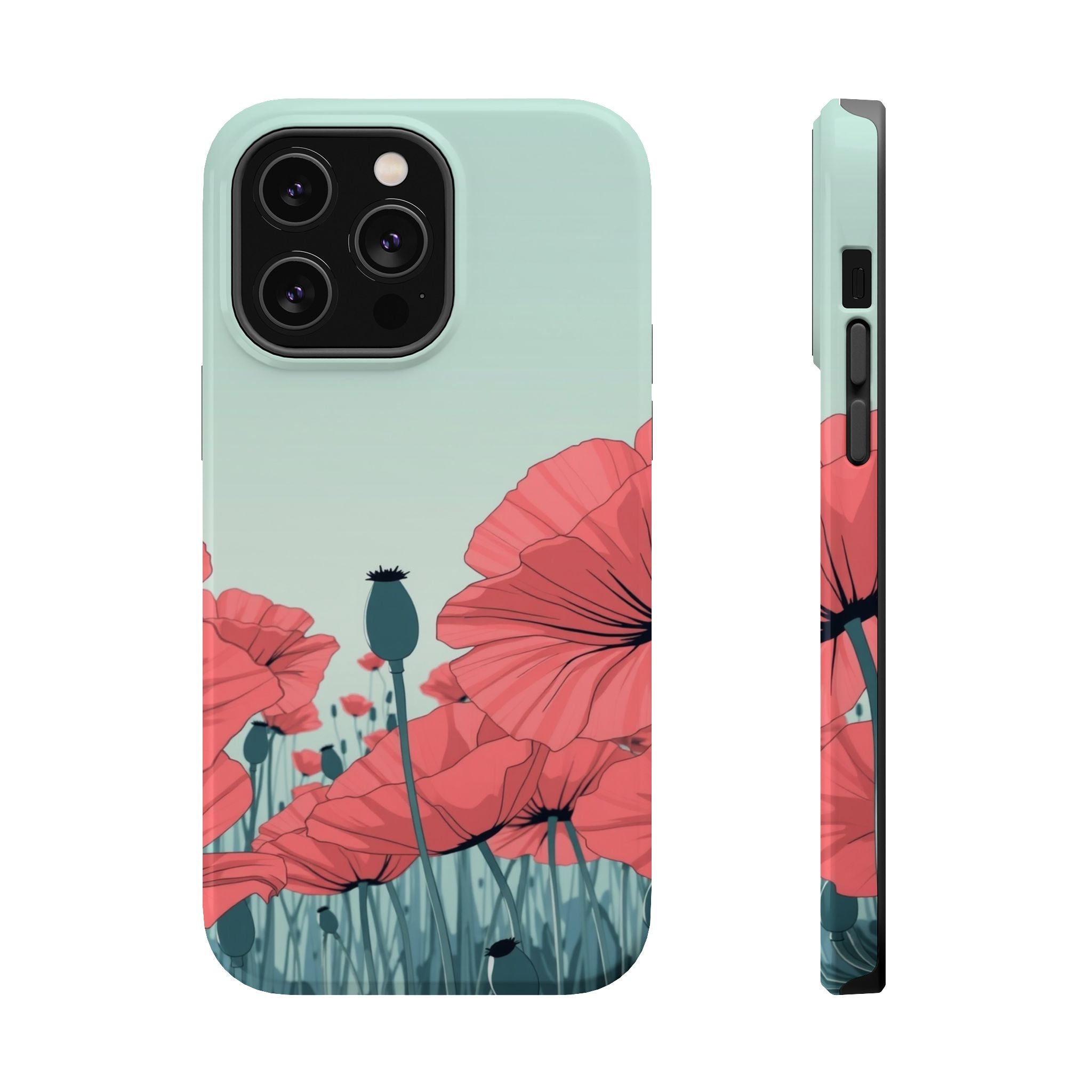 iPhone Mint And Blush Poppy Field Bold Modern Everyday Snap Case · iPhone Case