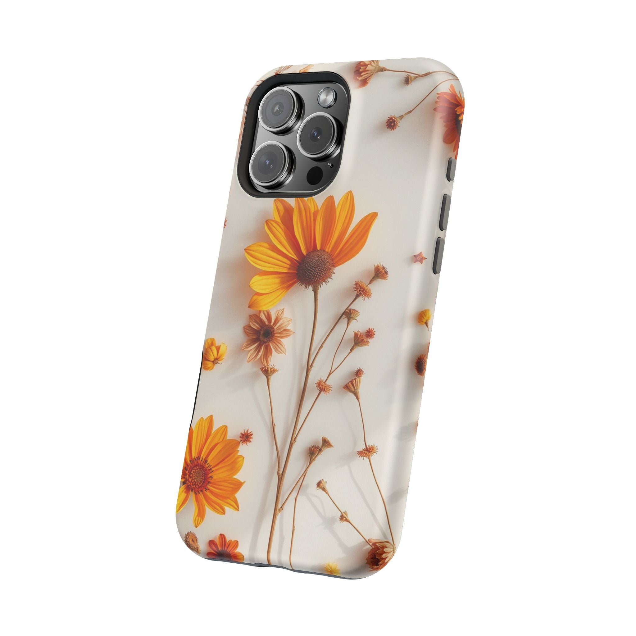 iPhone Mustard And Rust Dried Flower Flat Lay Carry Case Slim Snap Case · iPhone