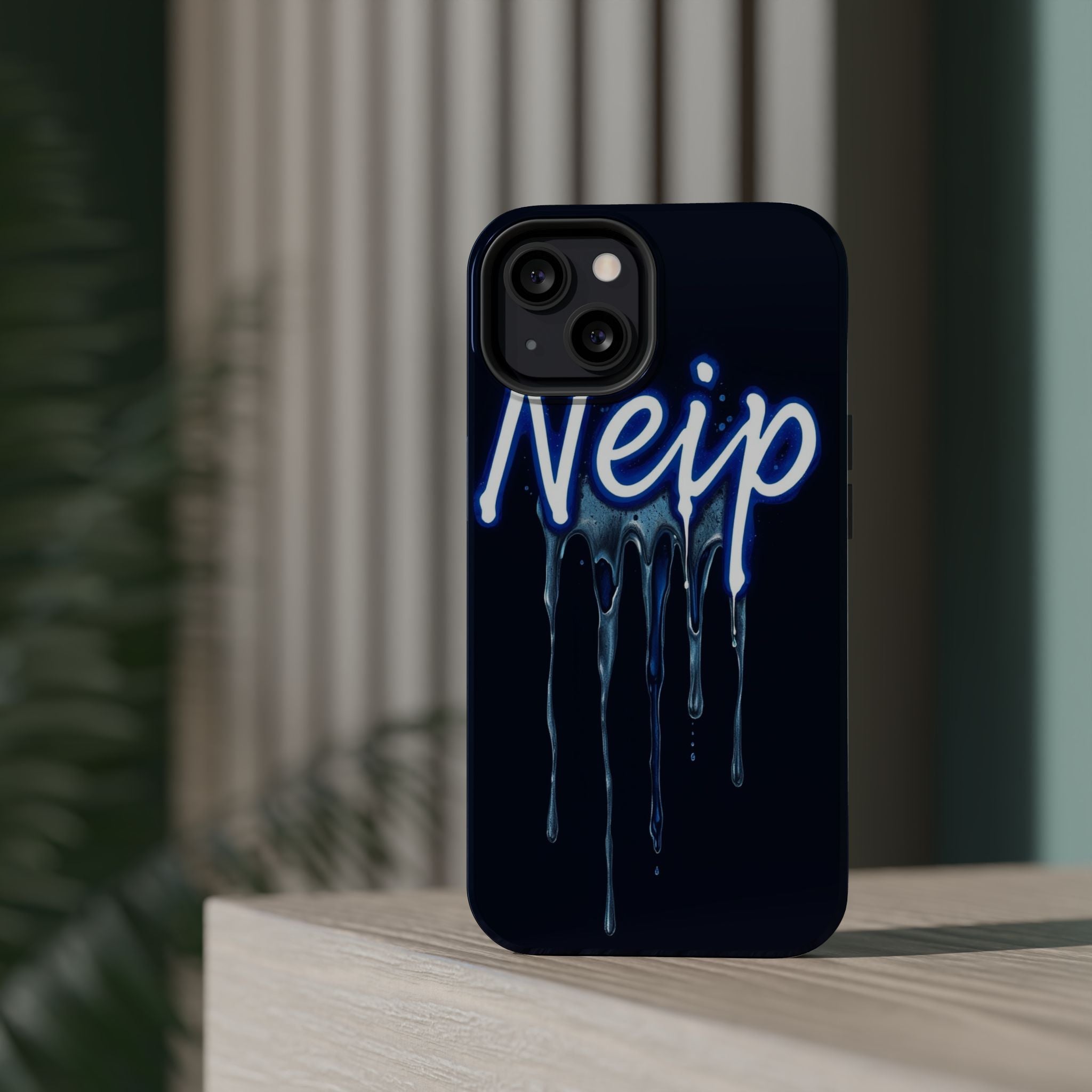 iPhone Midnight Blue And Silver Neon Drip Slim iPhone Everyday Designer · iPhone