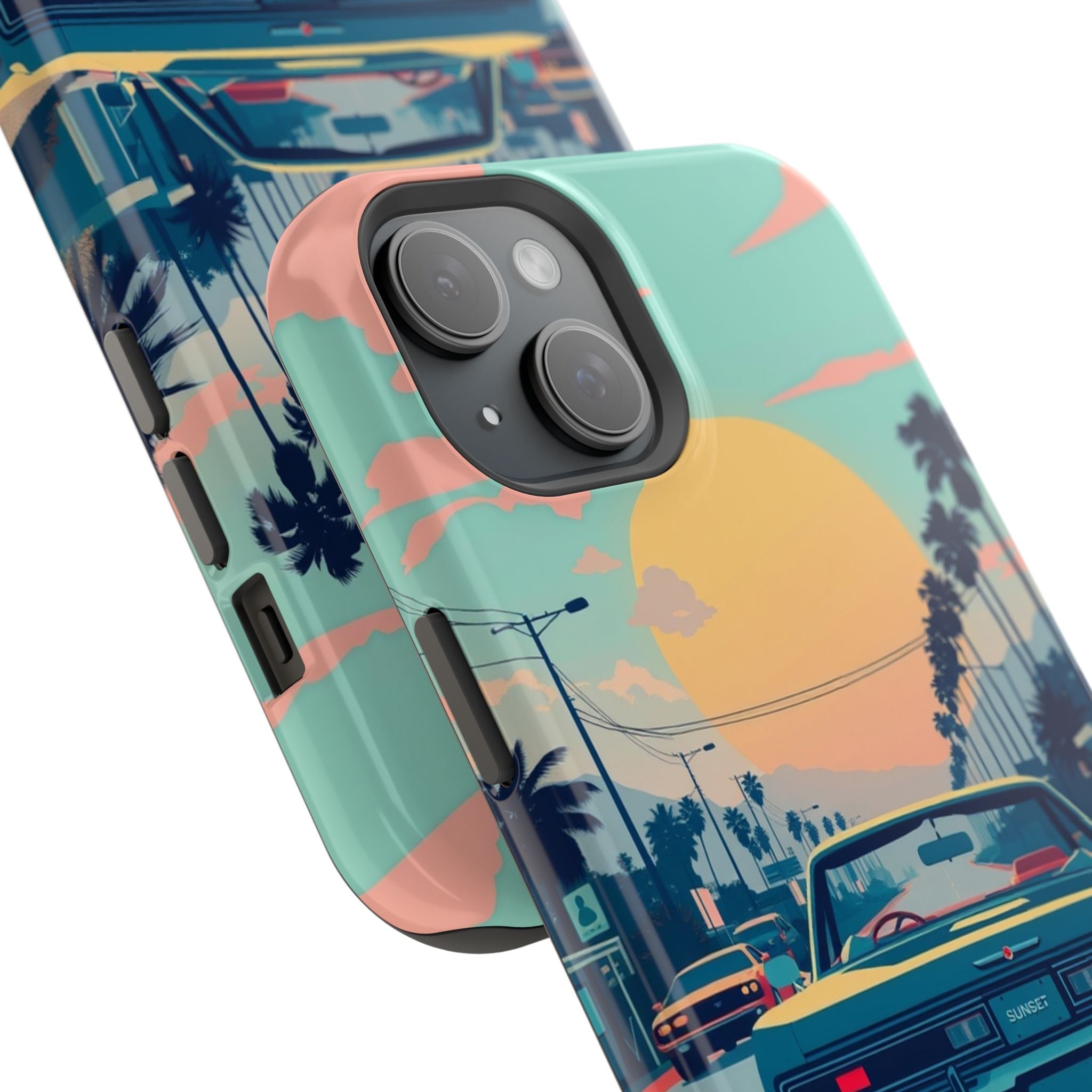 iPhone Sunset Drive 80s Pop Art Bold Slim Everyday Designer Case · iPhone Case