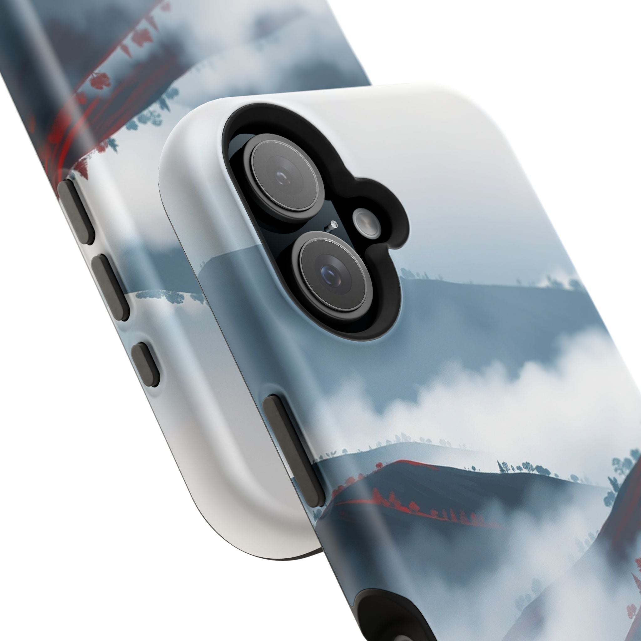 iPhone Black And Crimson Fog Rolling Over Hills Soft iPhone Finish · iPhone Case