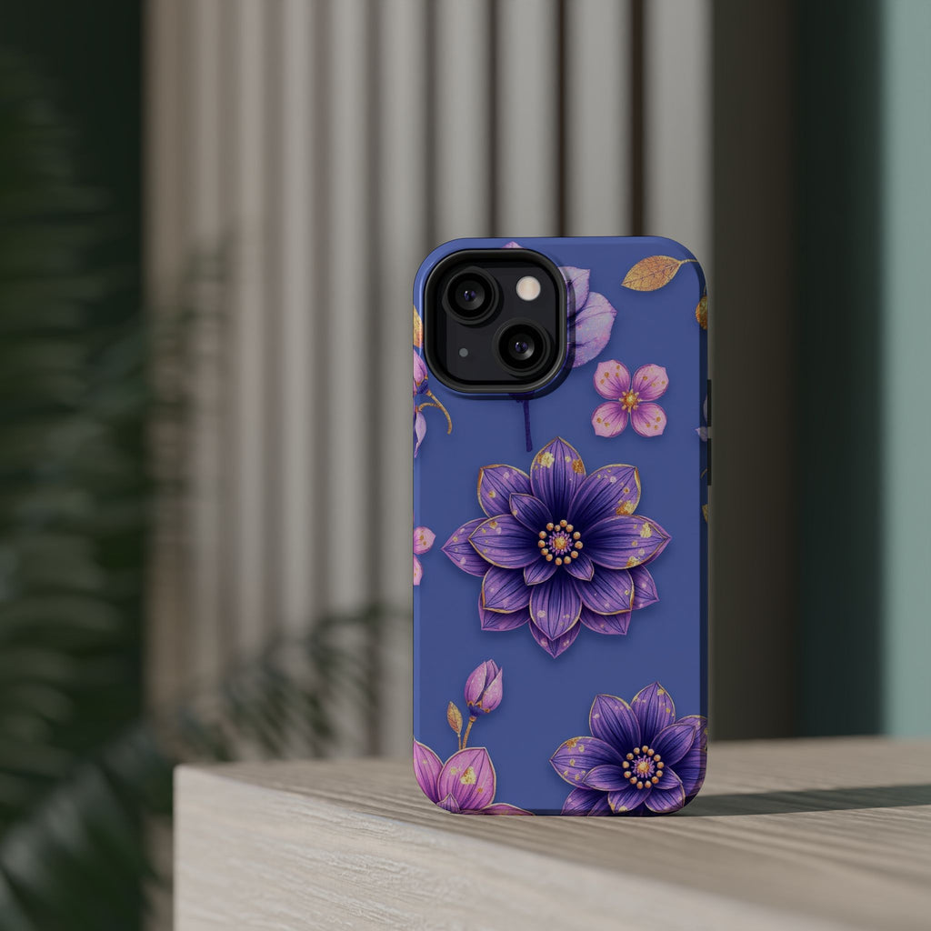 iPhone Indigo And Violet Floral Gold Foil Slim iPhone Everyday Designer · iPhone