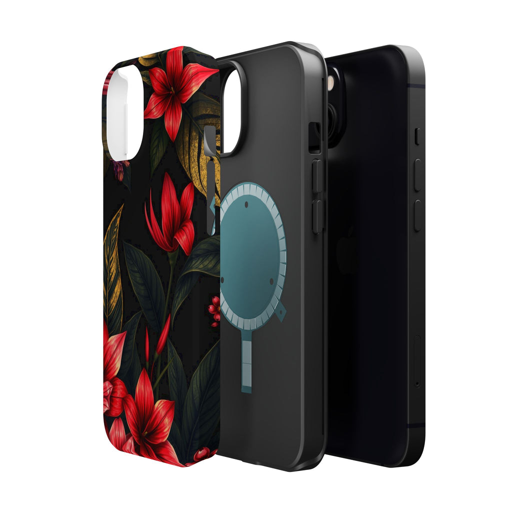 iPhone Black And Crimson Jungle Floral Slim Everyday Designer Case · iPhone Case