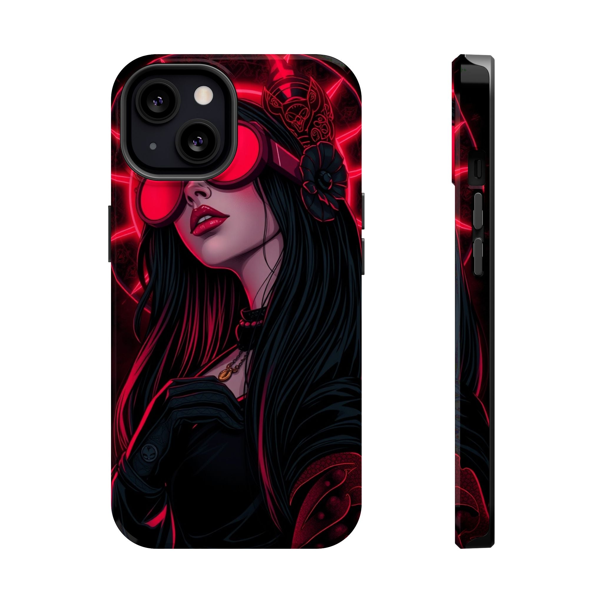 iPhone Black And Crimson Art Nouveau Female Slim Everyday Designer Case · iPhone