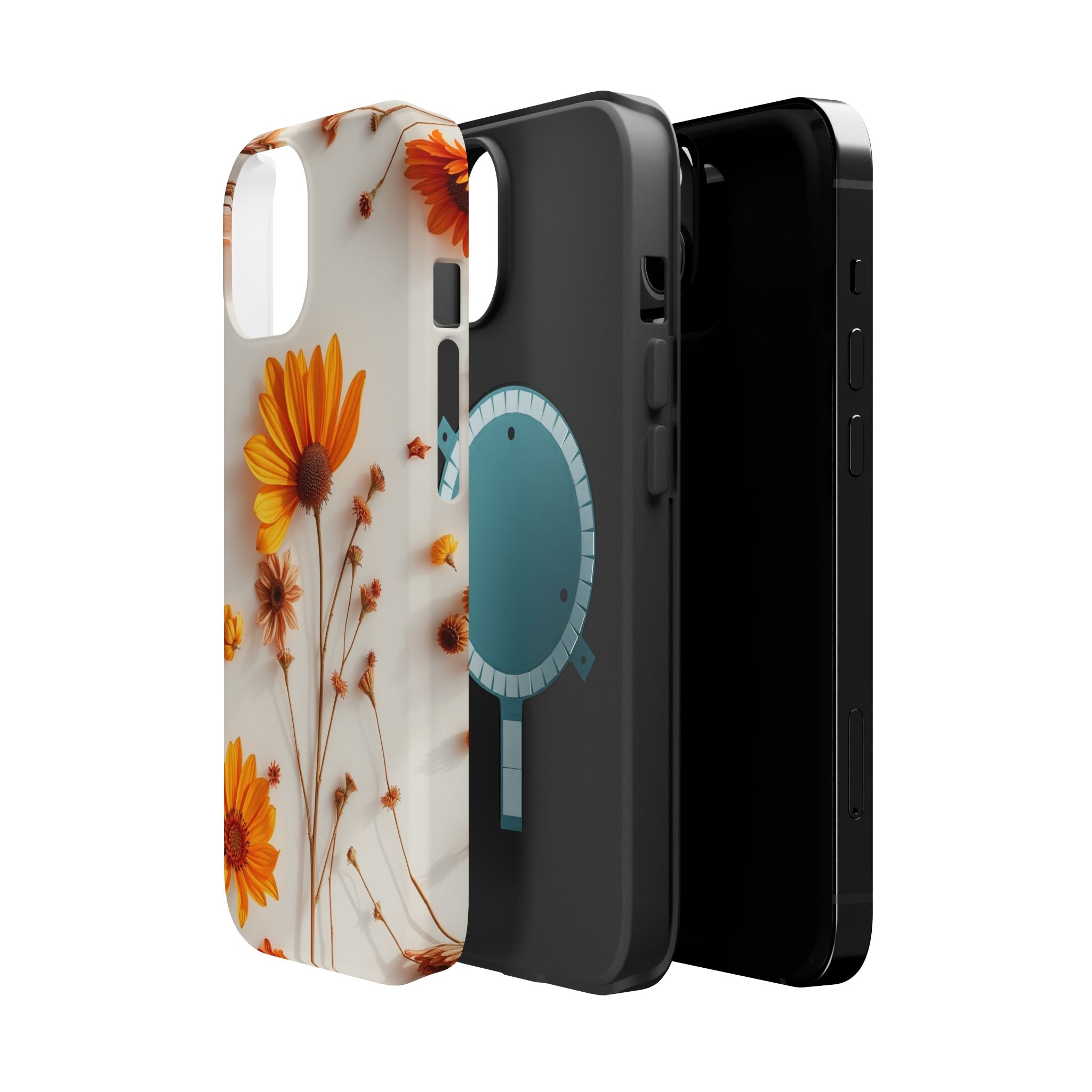 iPhone Mustard And Rust Dried Flower Flat Lay Carry Case Slim Snap Case · iPhone