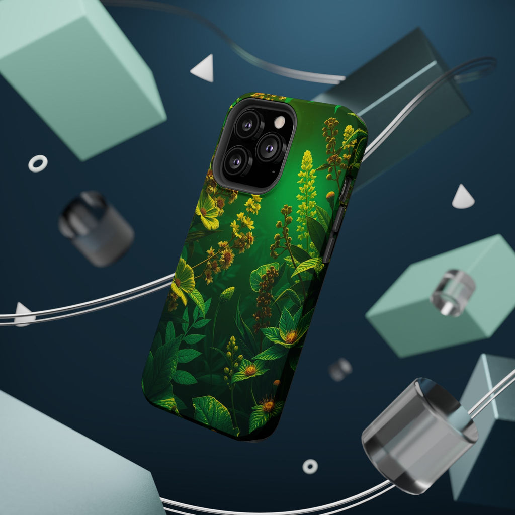 iPhone Emerald Green And Gold Vintage Botanicals Print Slim Snap Case · iPhone C