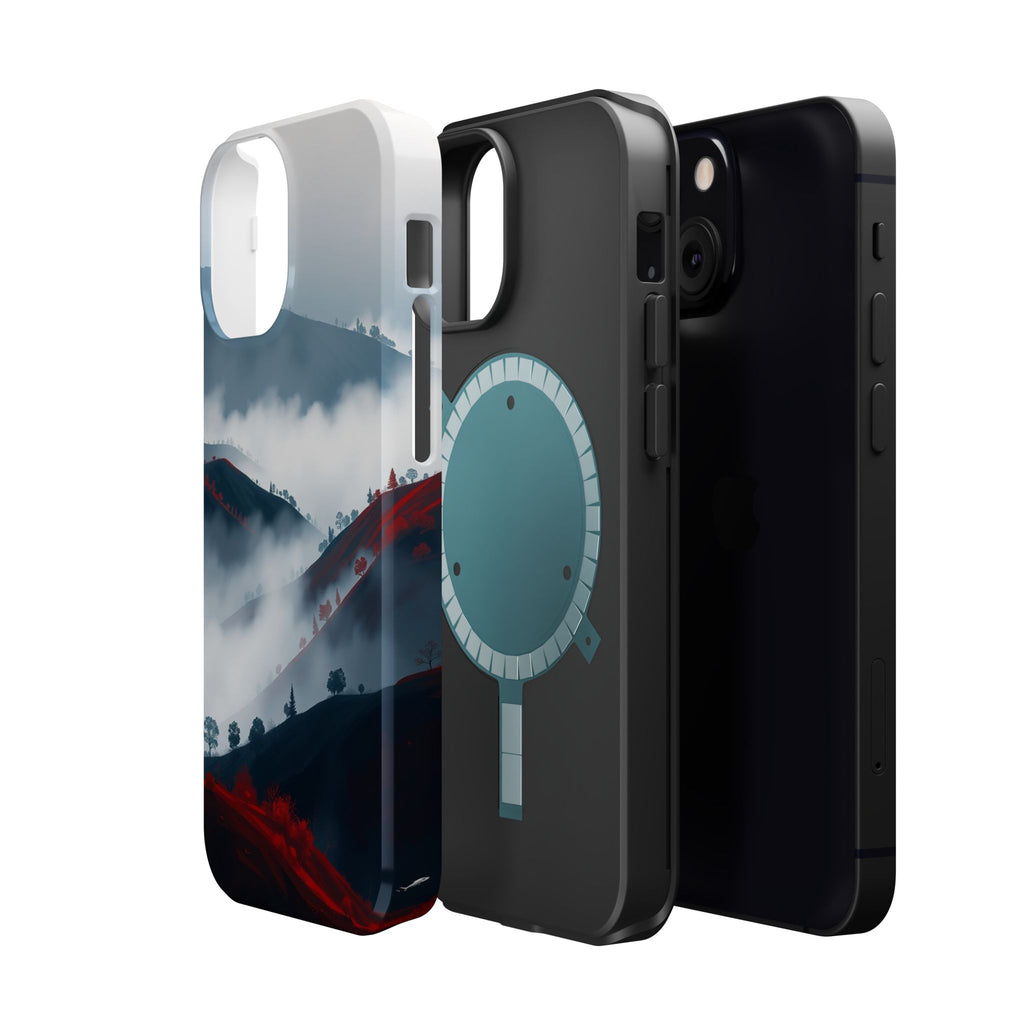iPhone Black And Crimson Fog Rolling Over Hills Soft iPhone Finish · iPhone Case