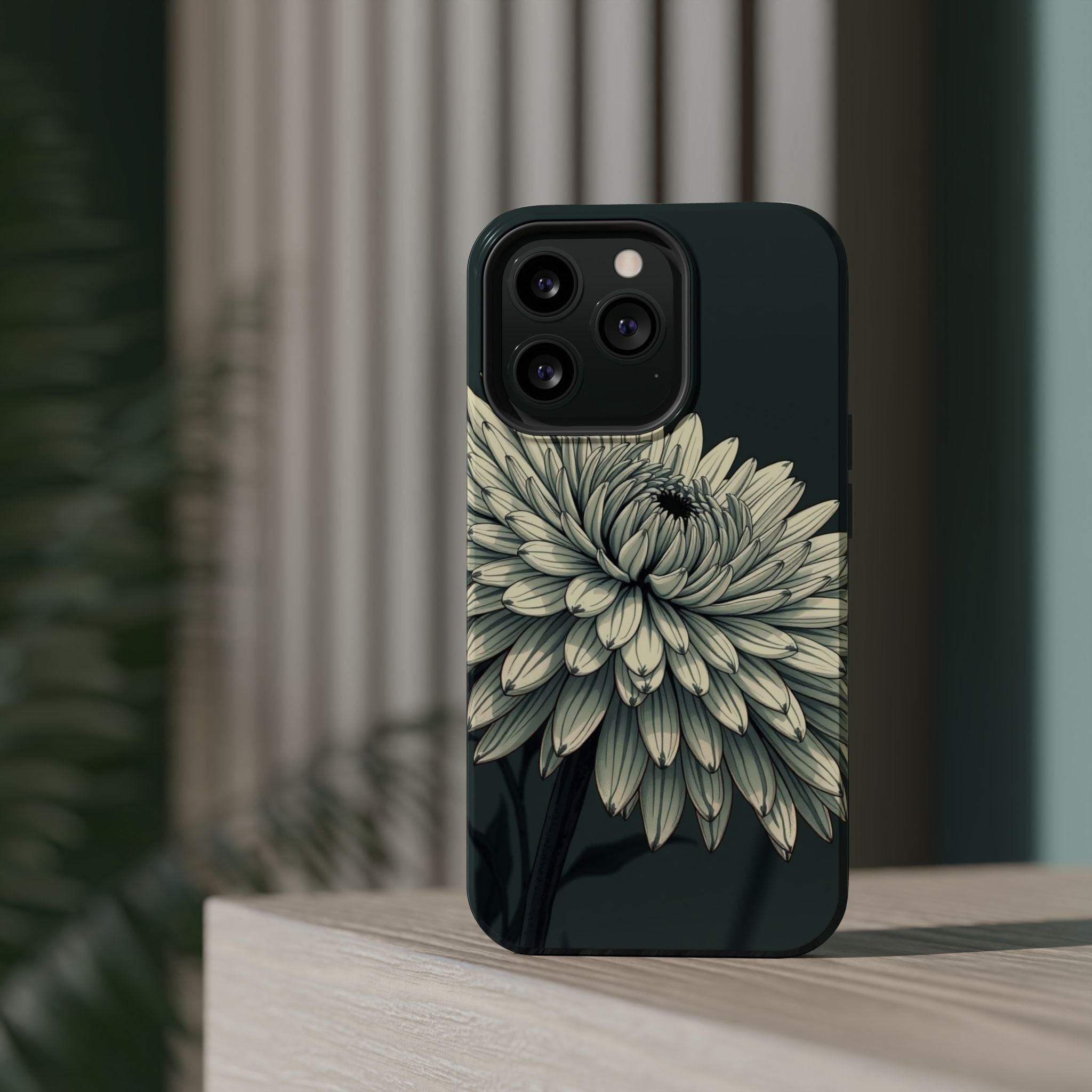 iPhone Chrysanthemum Classic Dark Gothic Ink Carry Case Slim Snap Case · iPhone