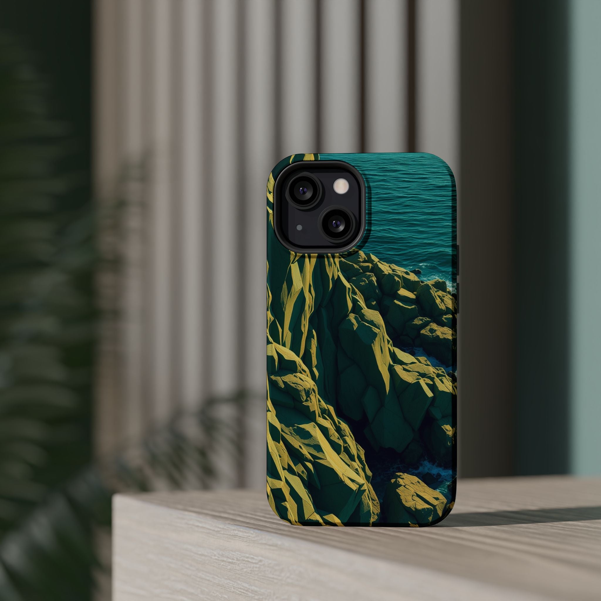 iPhone Emerald Green And Gold Rocky Coastline Slim iPhone Everyday · iPhone Case