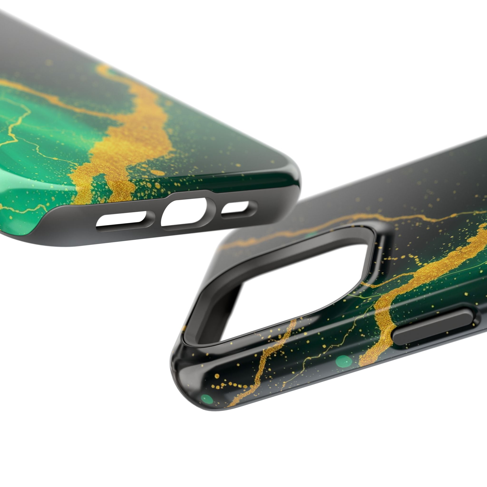 iPhone Emerald Green And Gold Petal Storm Slim iPhone Everyday Designer · iPhone