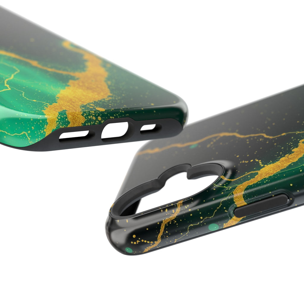 iPhone Emerald Green And Gold Petal Storm Slim iPhone Everyday Designer · iPhone