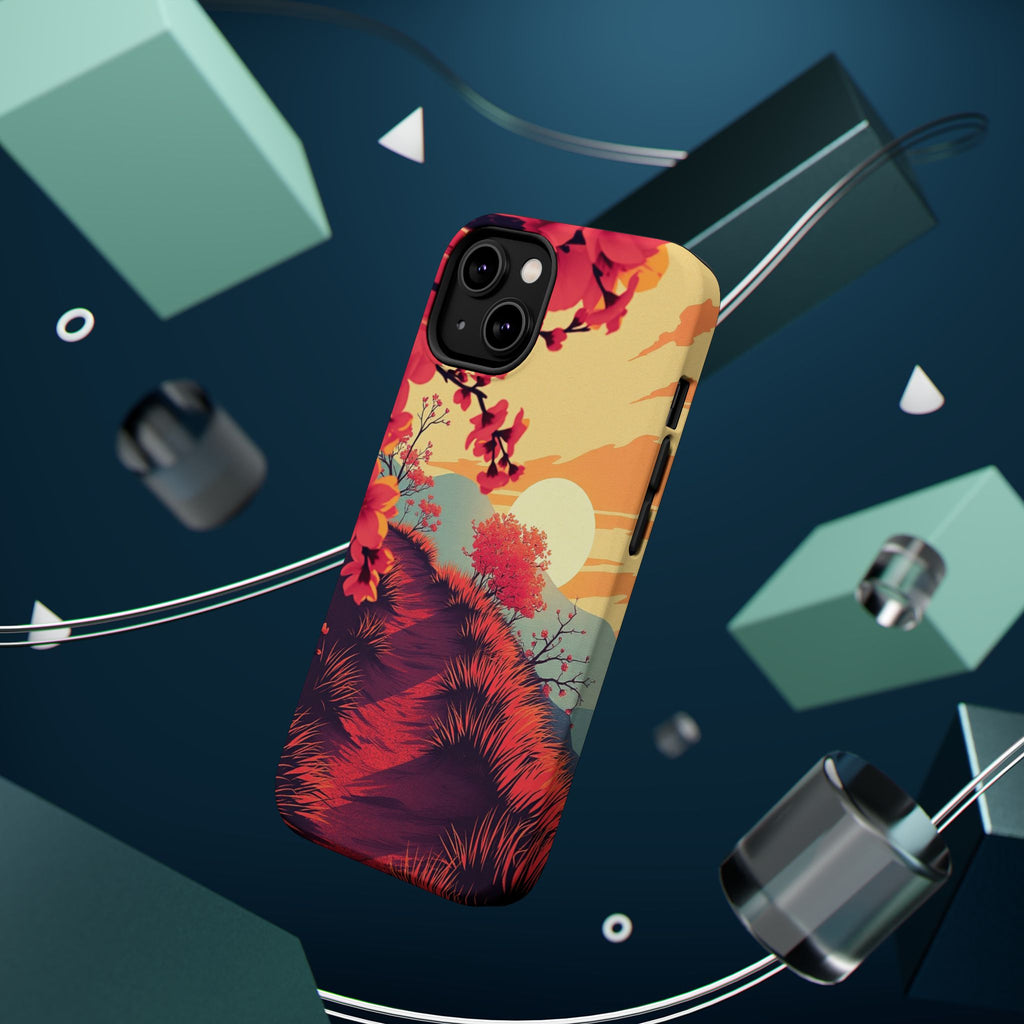 iPhone Sunset Amber And Peach Blossom Trail Soft iPhone 15 Finish · iPhone Case