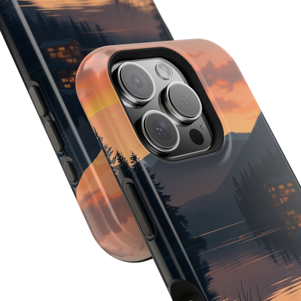 iPhone Sunset Amber And Peach Lake at Twilight Soft iPhone Finish · iPhone Case
