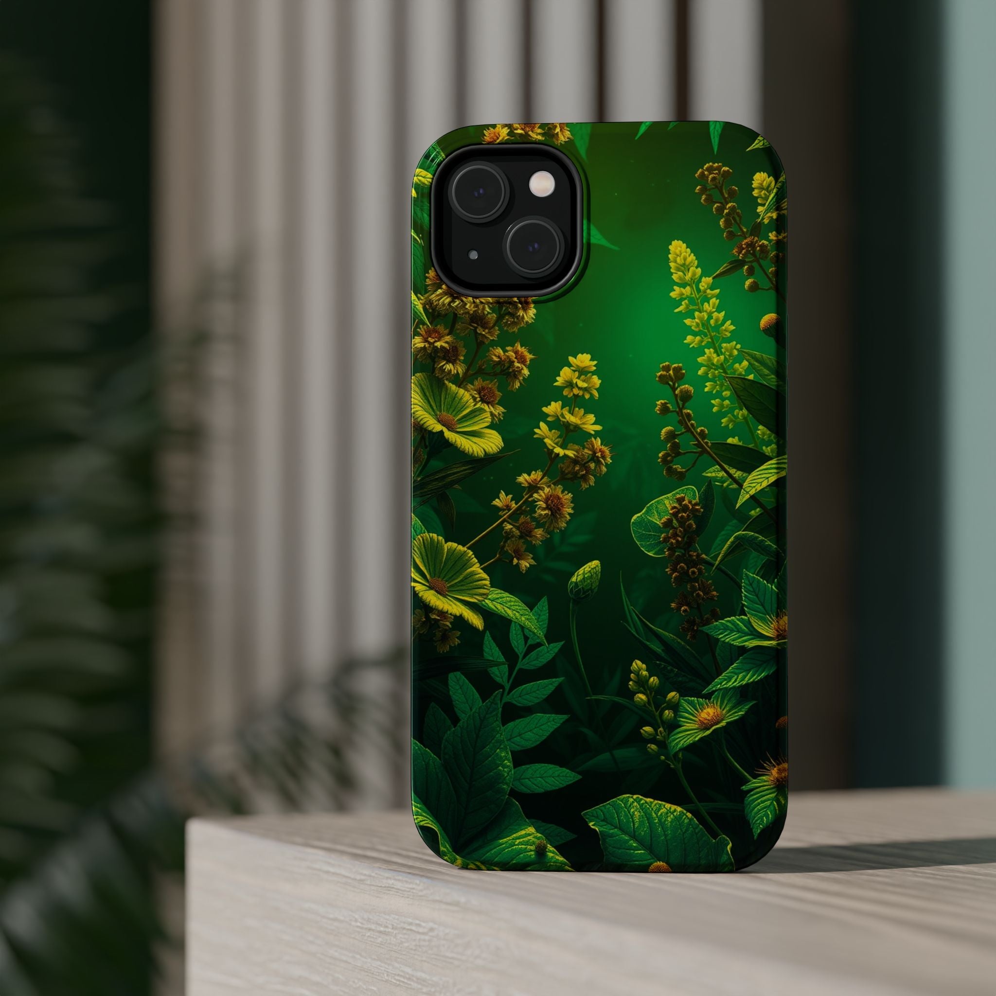 iPhone Emerald Green And Gold Vintage Botanicals Print Slim Snap Case · iPhone C