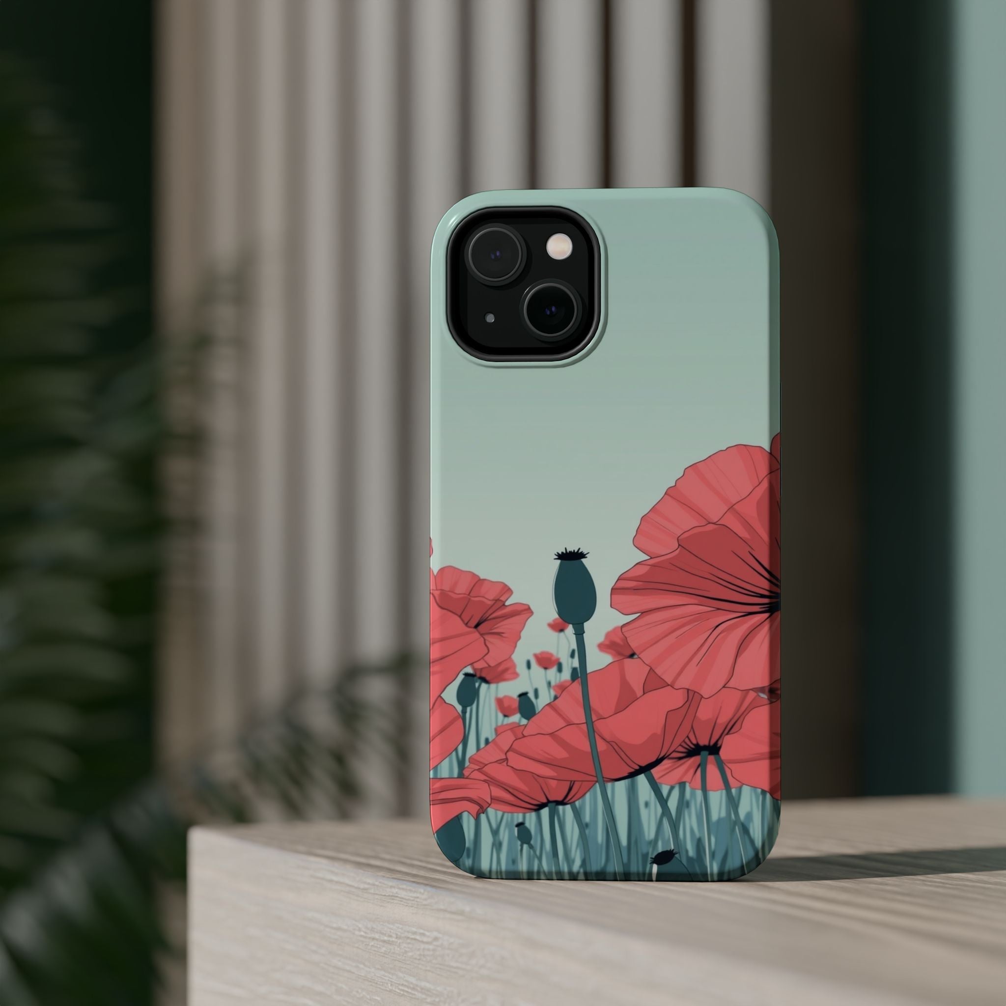 iPhone Mint And Blush Poppy Field Bold Modern Everyday Snap Case · iPhone Case