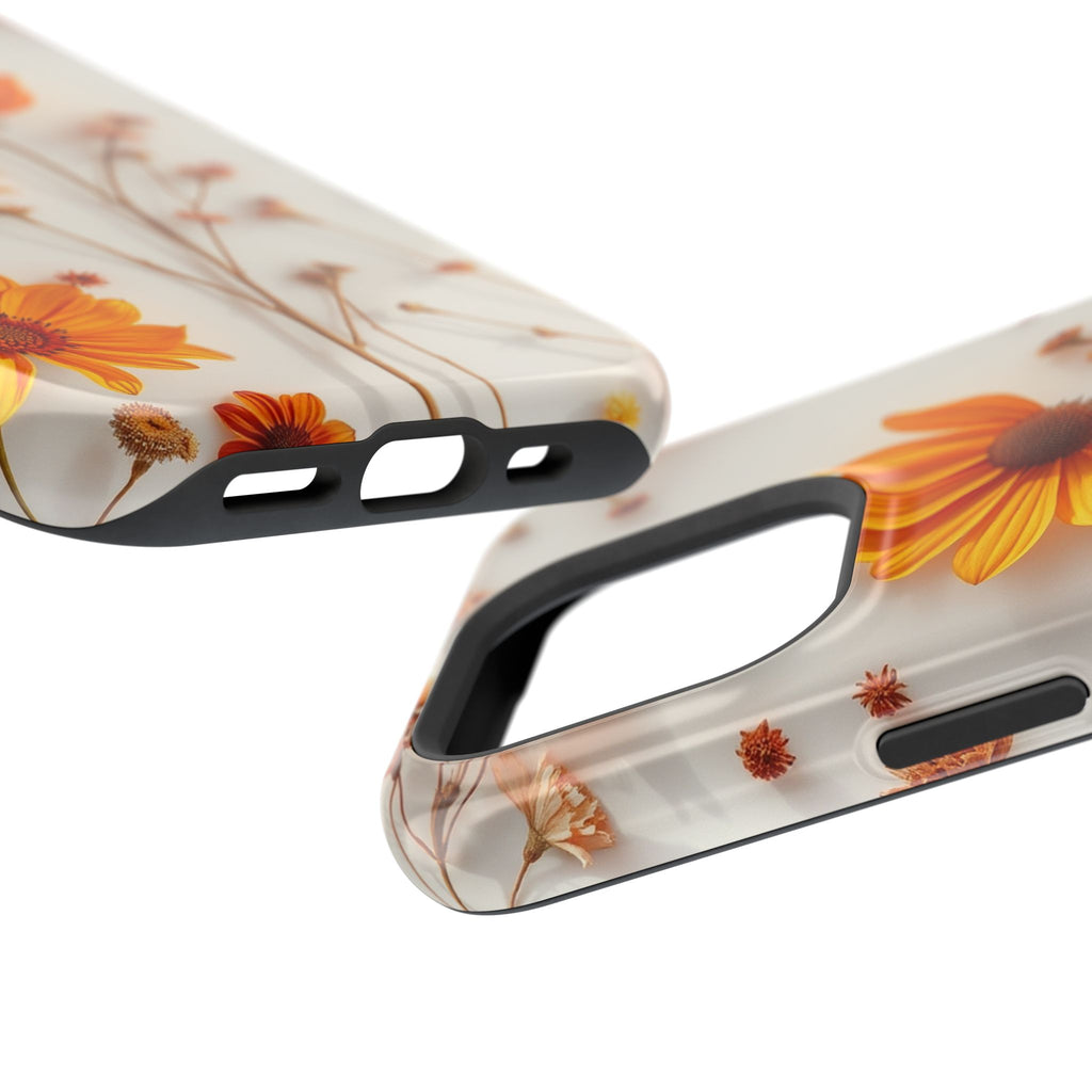 iPhone Mustard And Rust Dried Flower Flat Lay Carry Case Slim Snap Case · iPhone