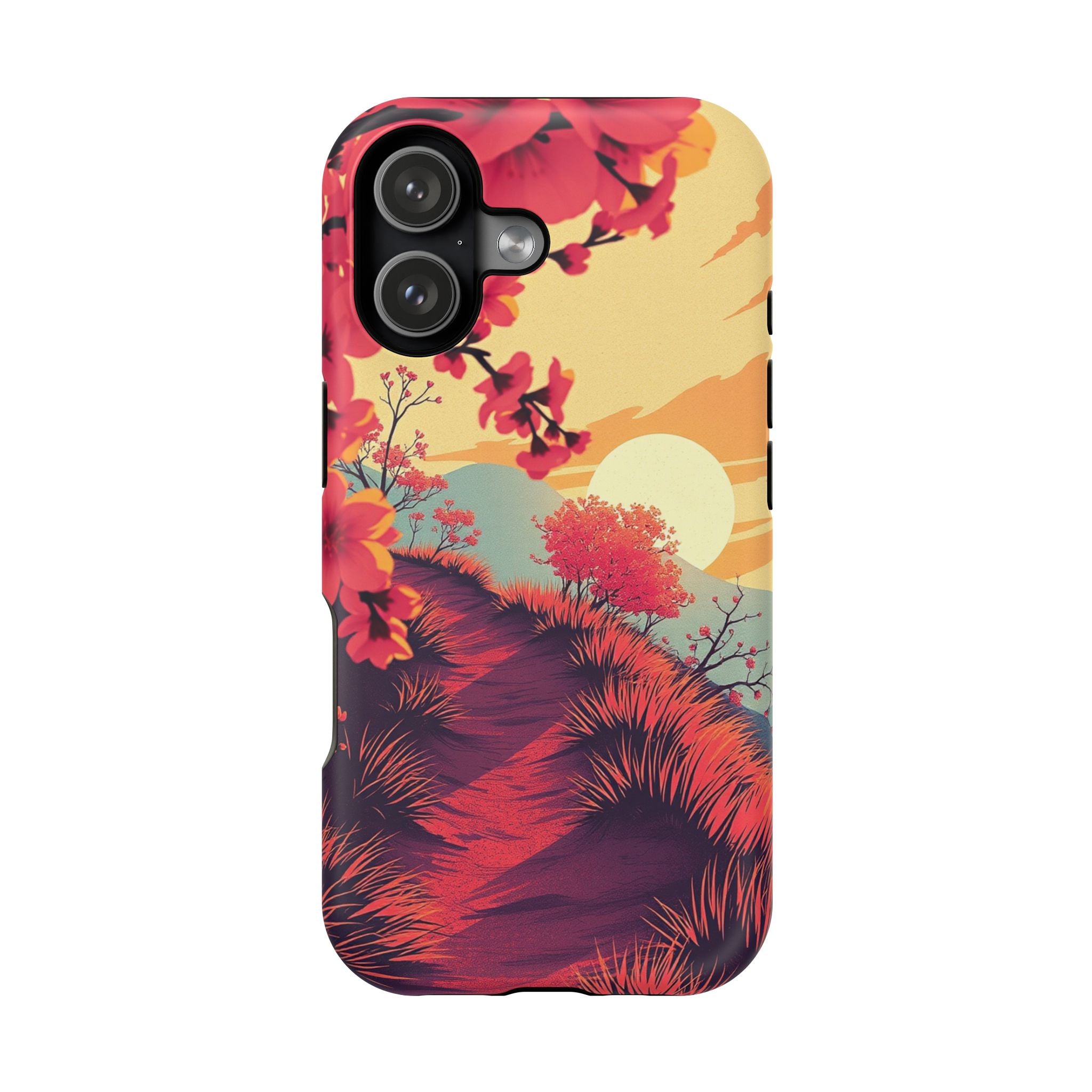 iPhone Sunset Amber And Peach Blossom Trail Soft iPhone 15 Finish · iPhone Case