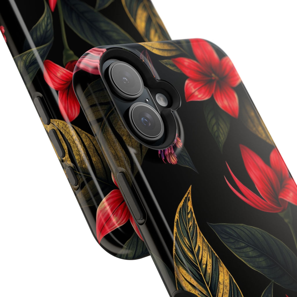 iPhone Black And Crimson Jungle Floral Slim Everyday Designer Case · iPhone Case
