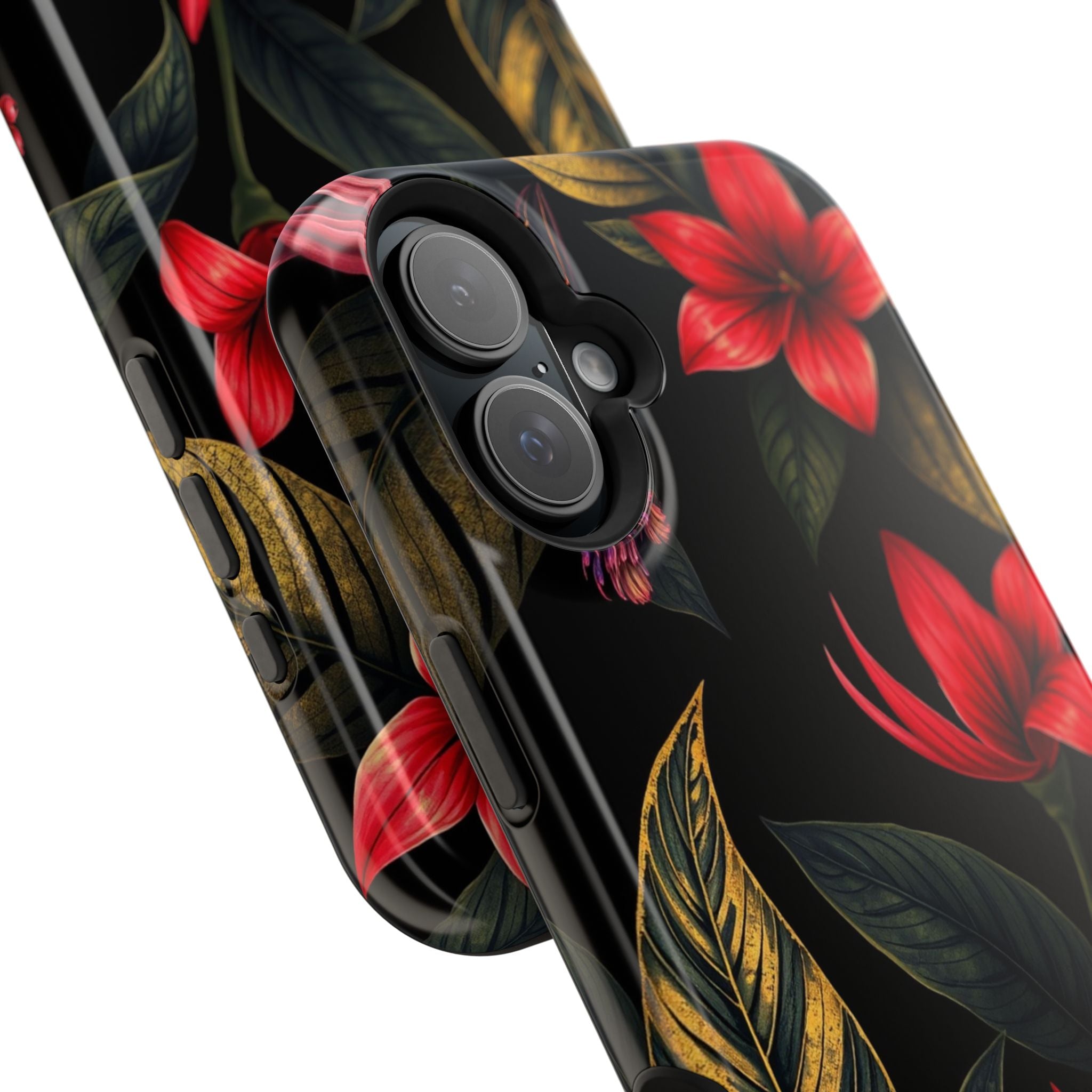 iPhone Black And Crimson Jungle Floral Slim Everyday Designer Case · iPhone Case
