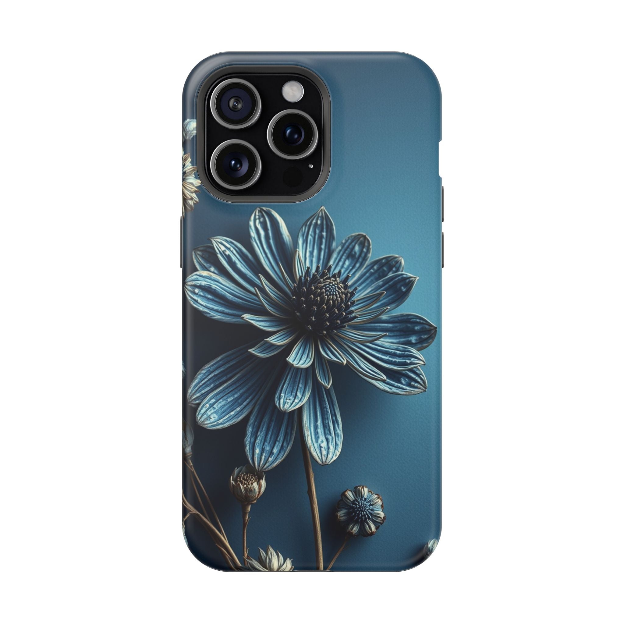 iPhone Midnight Blue And Silver Dried Flower Flat Lay iPhone 15 · iPhone Case
